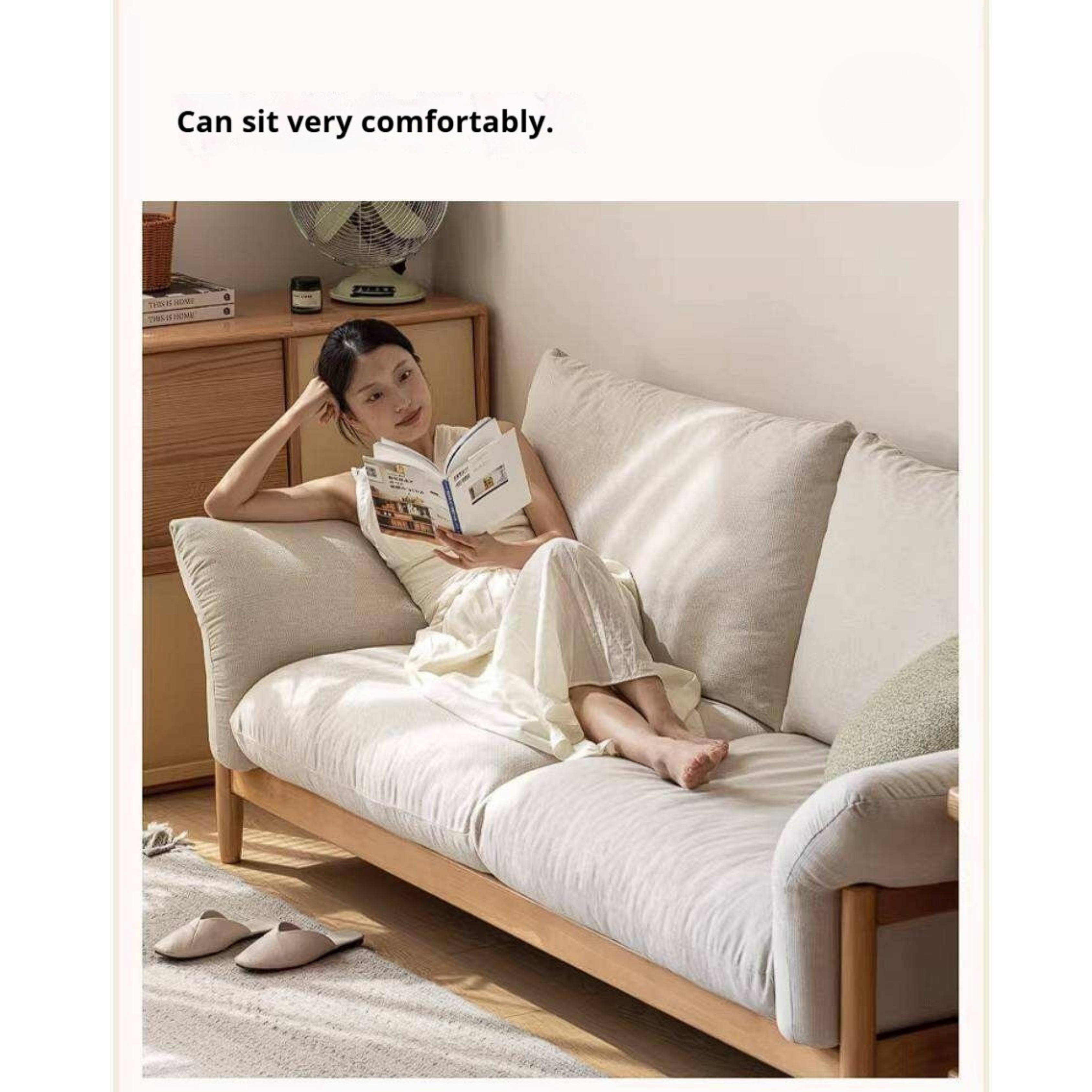 Beech Solid Wood Sofa with Modern Minimalist Design
