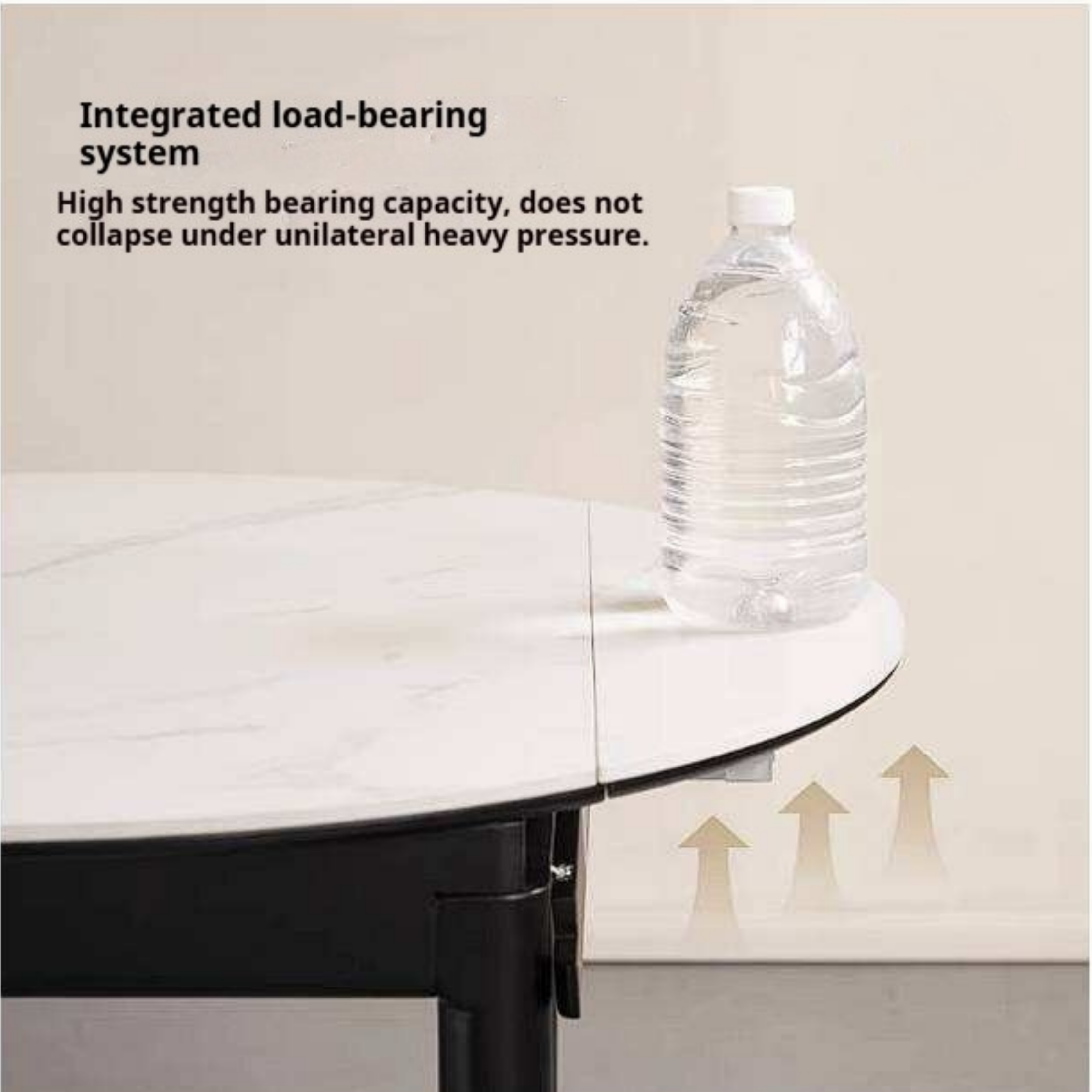 Rubberwood Solid Wood Extendable Round Dining Table with Stone Top
