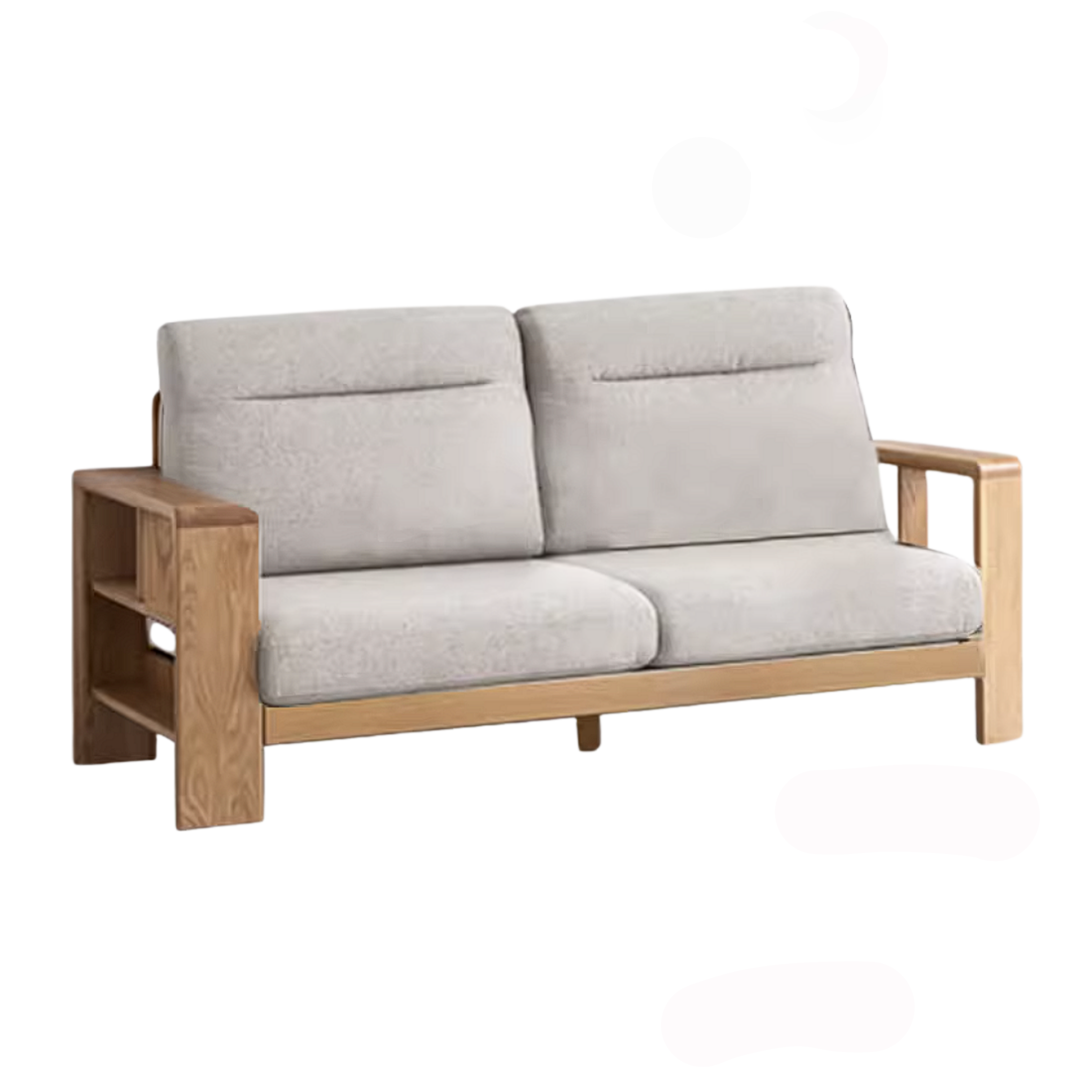Oak Solid Wood Corner Sofa with Modern Fabric Upholstery