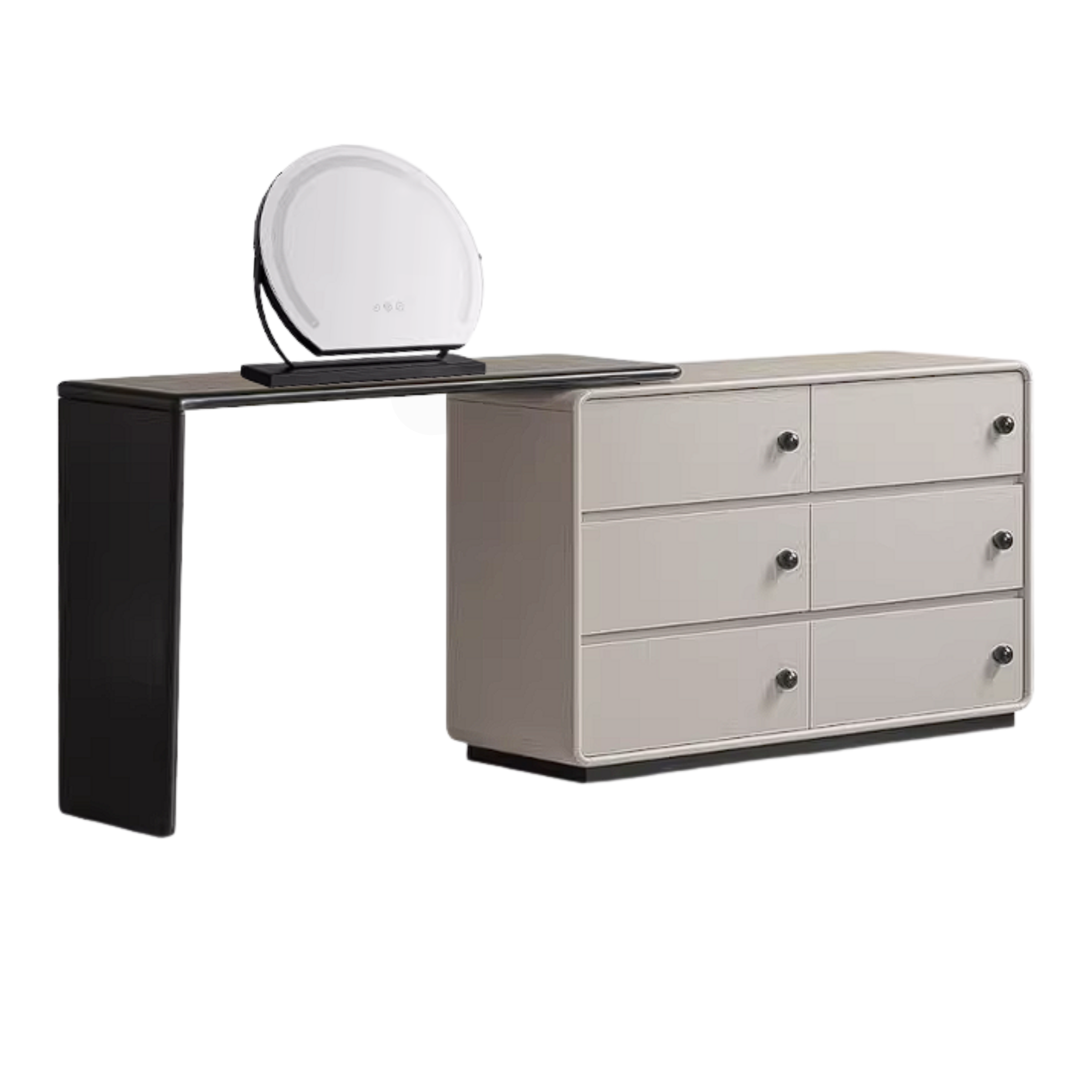Rubberwood Solid Wood Rotating Extendable Vanity Table with