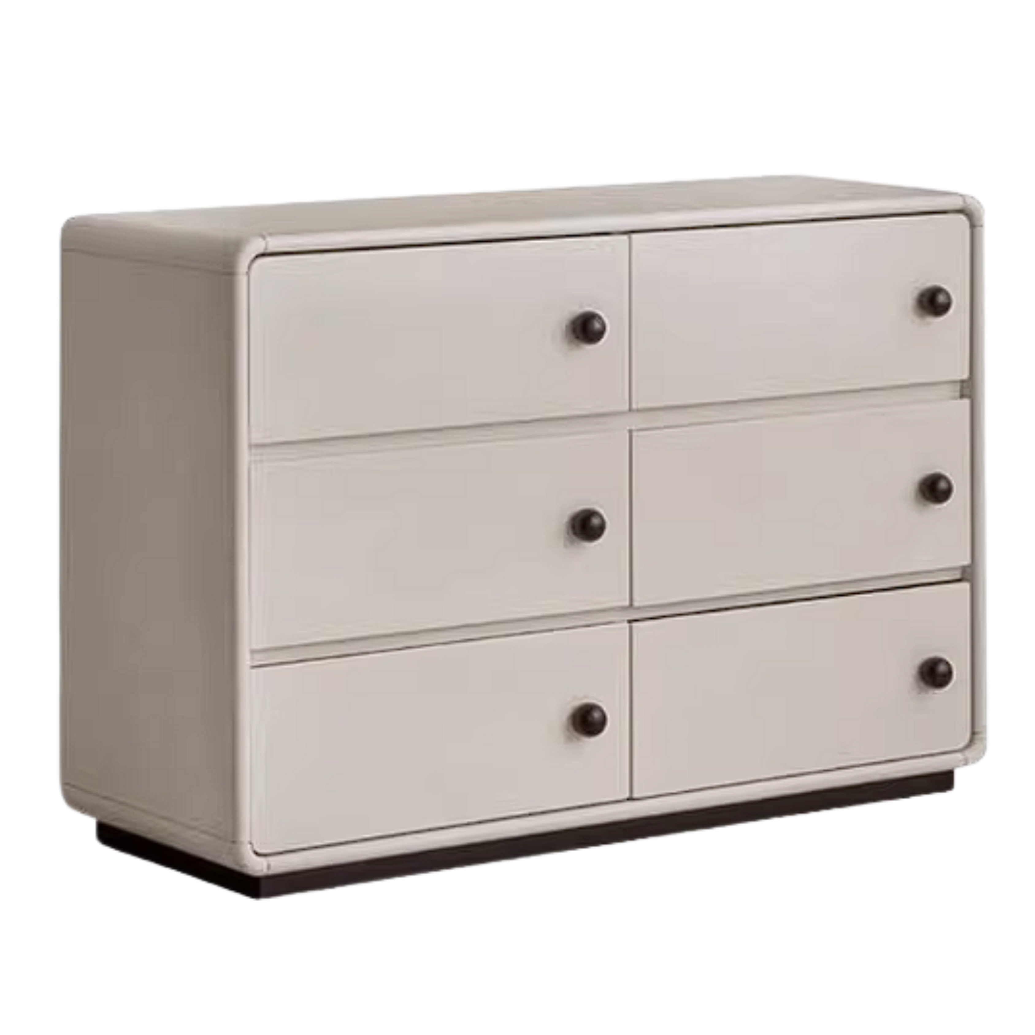 Rubberwood Solid Contemporary Two-Tone Dresser with Rounded Edge Frame and Minimalist Modular Design