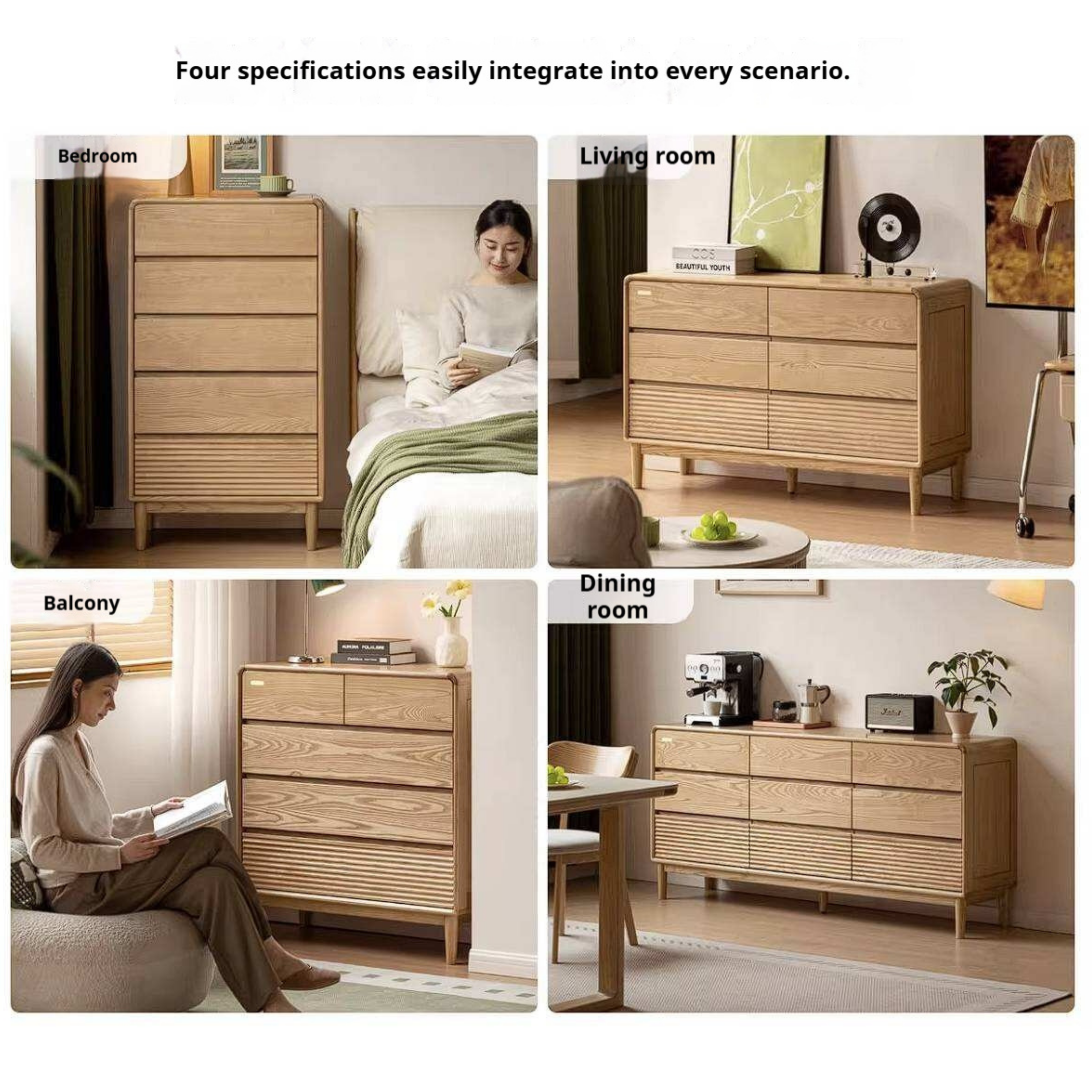 Ash Solid Wood Chest of Drawers with Modern Minimalist Design