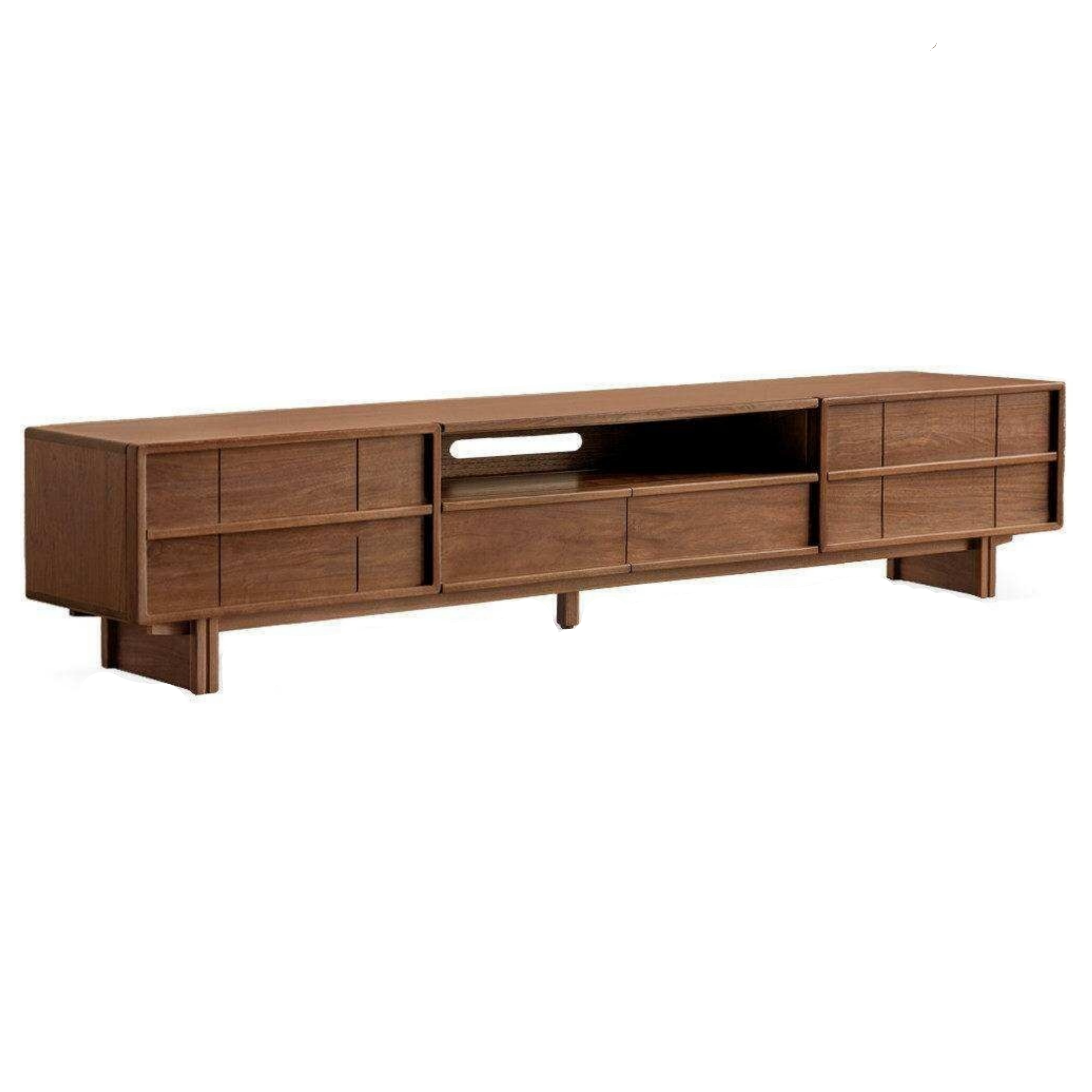 Black Walnut Solid Wood TV Cabinet with Aesthetic Style and Storage Drawers