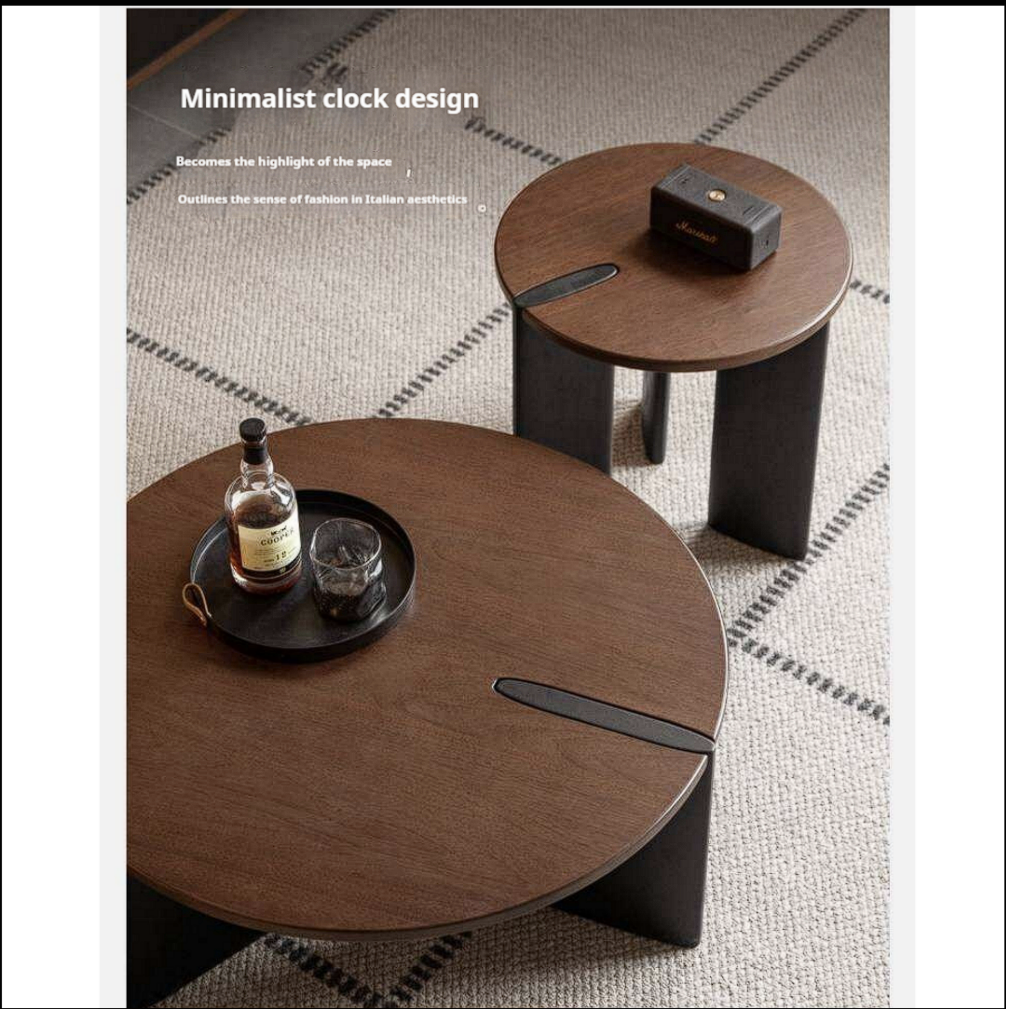 Sandalwood, Golden Pear Solid Wood Round Coffee Table with Italian Modern Design