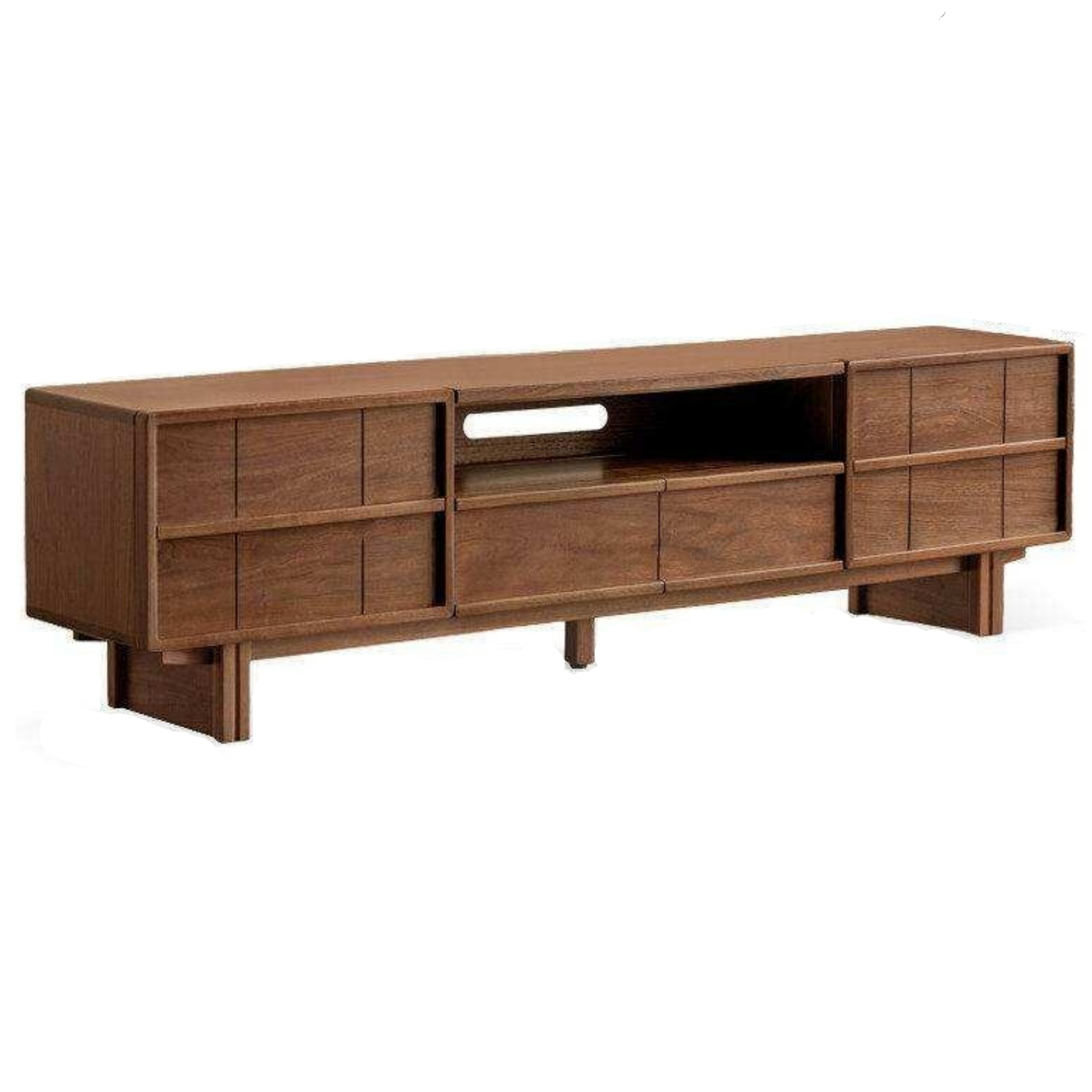 Black Walnut Solid Wood TV Cabinet with Aesthetic Style and Storage Drawers
