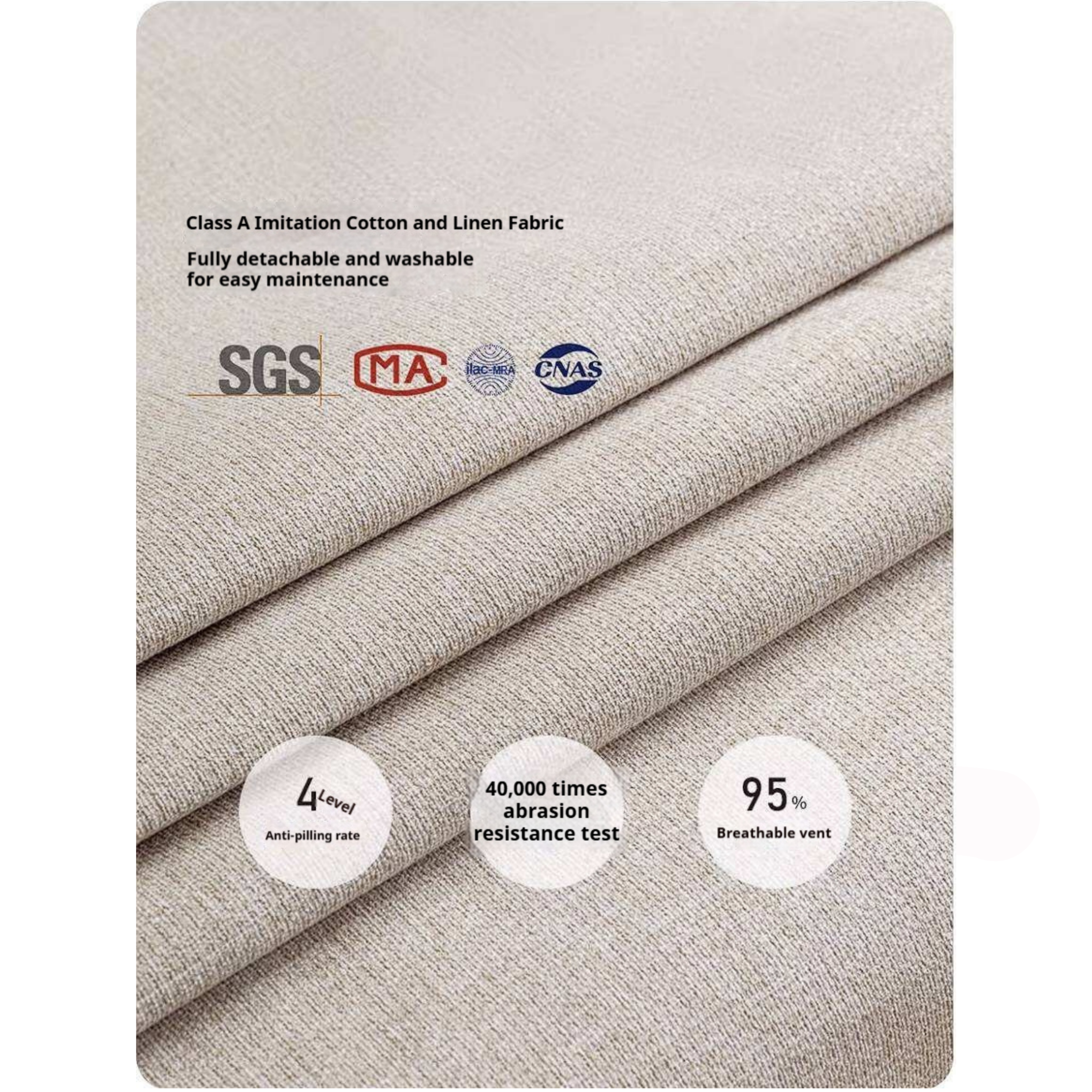 Oak Solid Wood Corner Sofa with Modern Fabric Upholstery