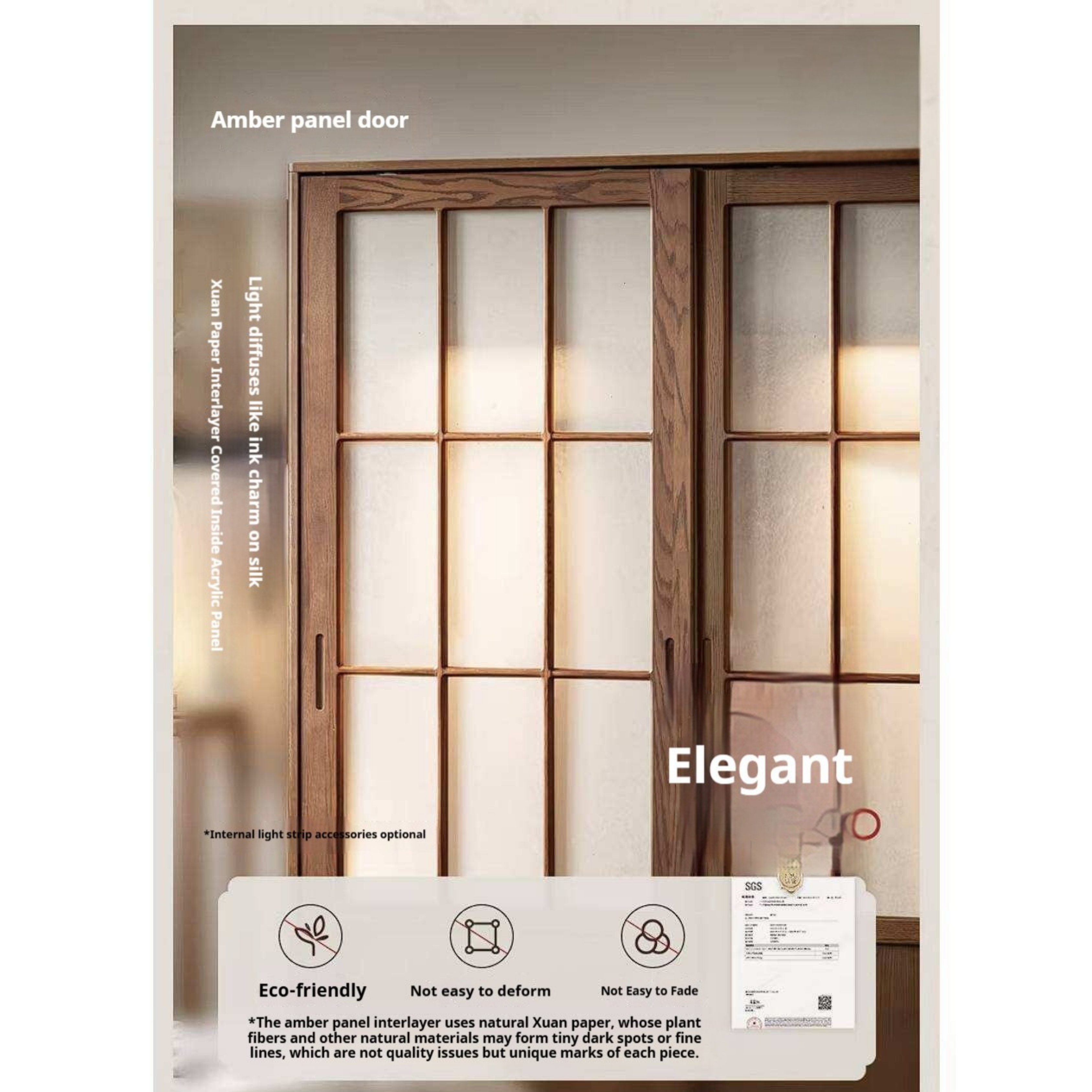 Oak Solid Wood Wardrobe with Songshi Aesthetic Storage Design