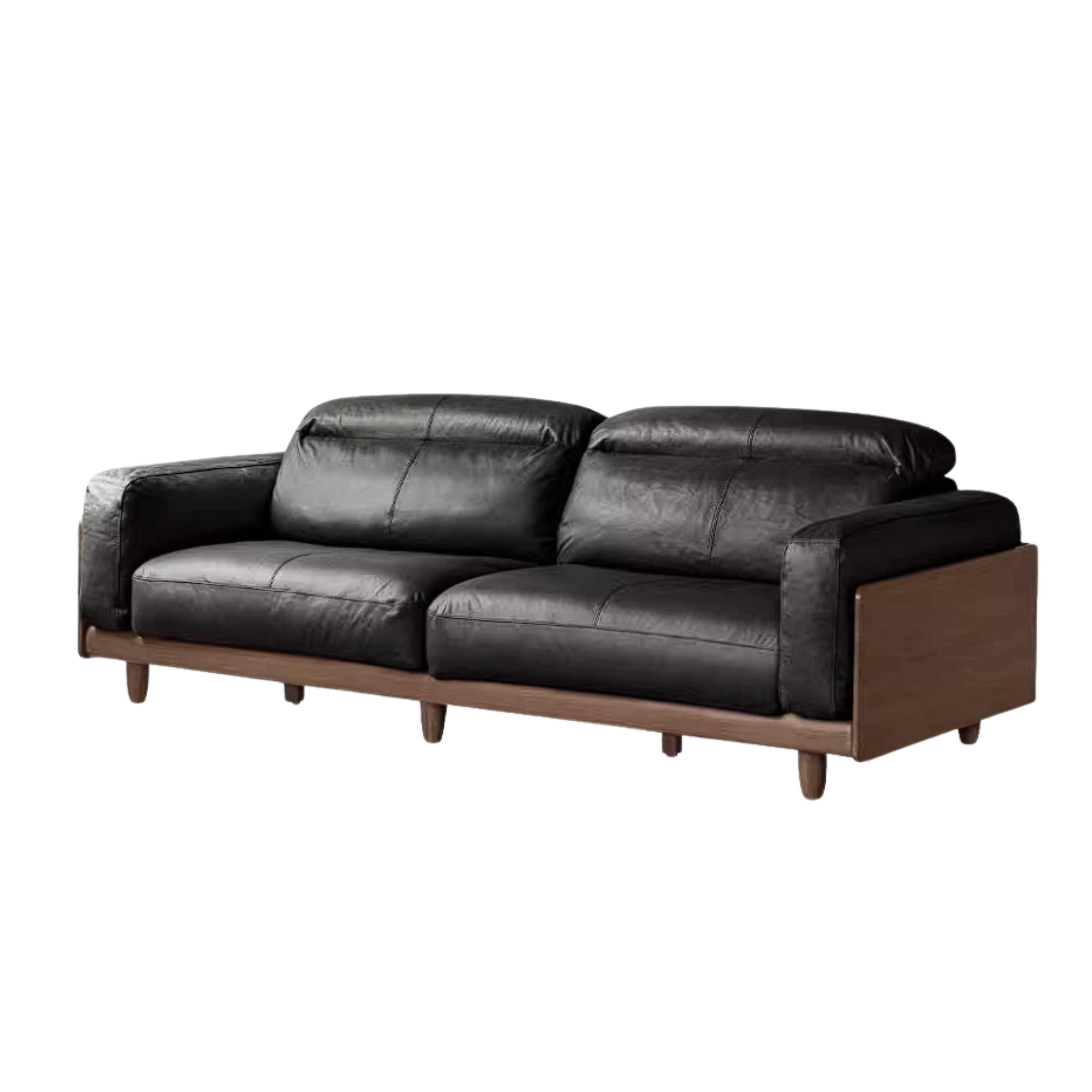 Golden Pear Solid Wood Genuine leather Sofa with Italian Light Luxury Design