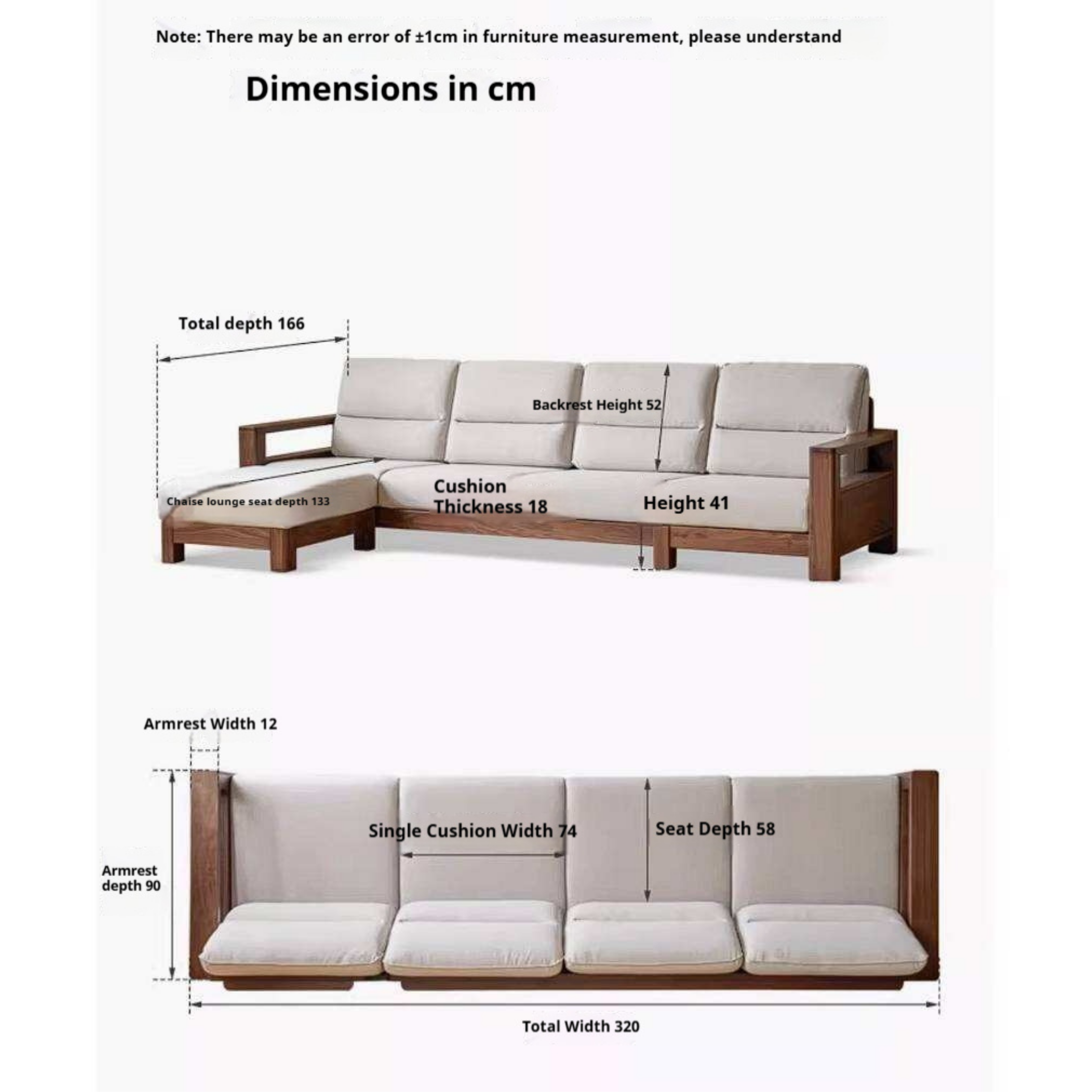 Black Walnut, Ash, Golden Sandalwood Solid Wood Corner Sofa with Fabric Upholstery