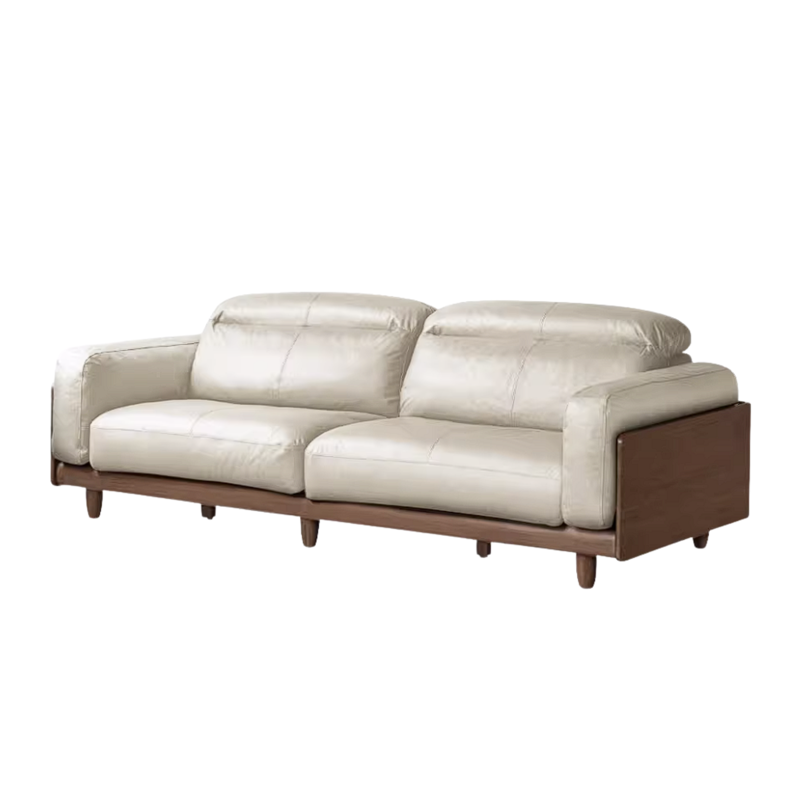 Golden Pear Solid Wood Genuine leather Sofa with Italian Light Luxury Design