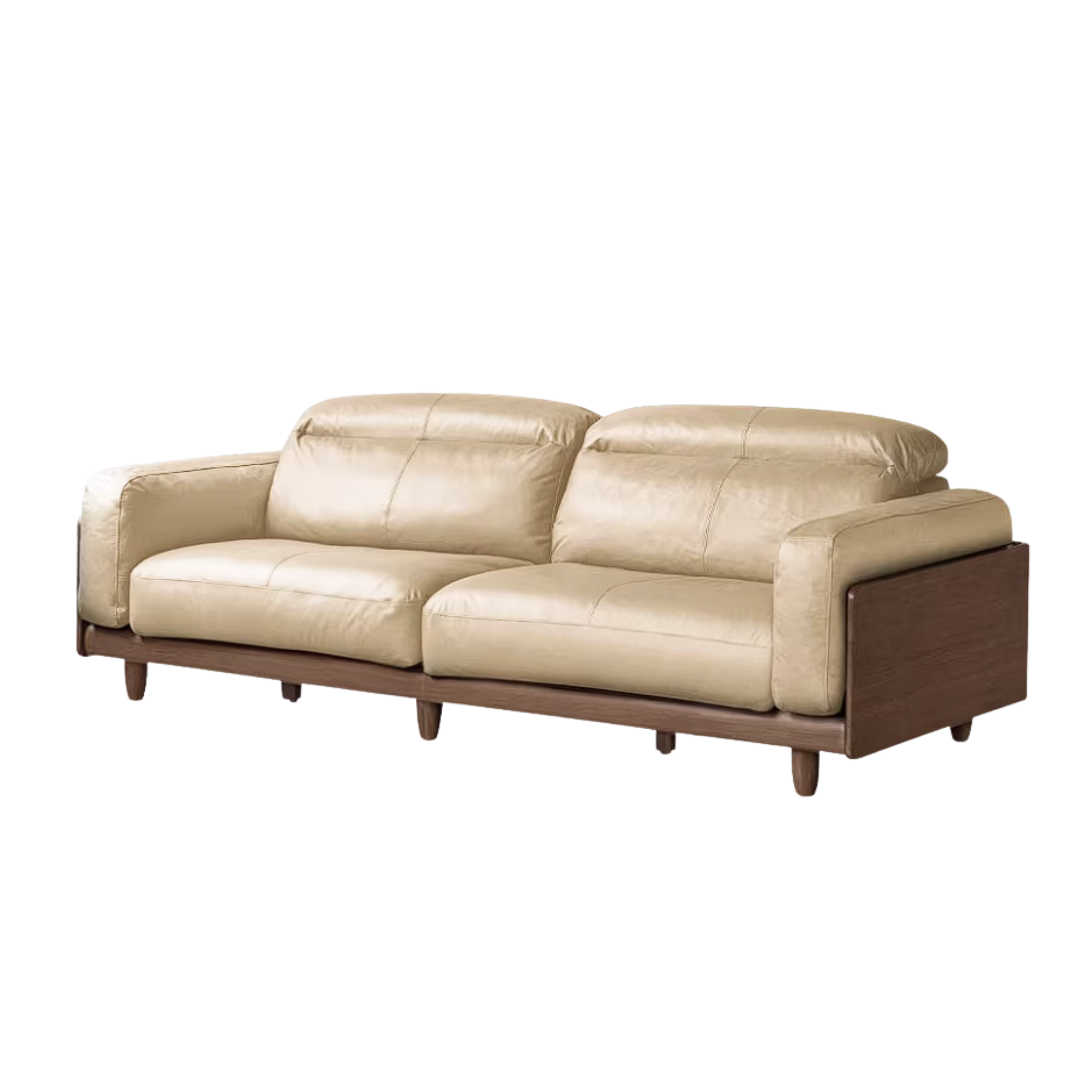 Golden Pear Solid Wood Genuine leather Sofa with Italian Light Luxury Design