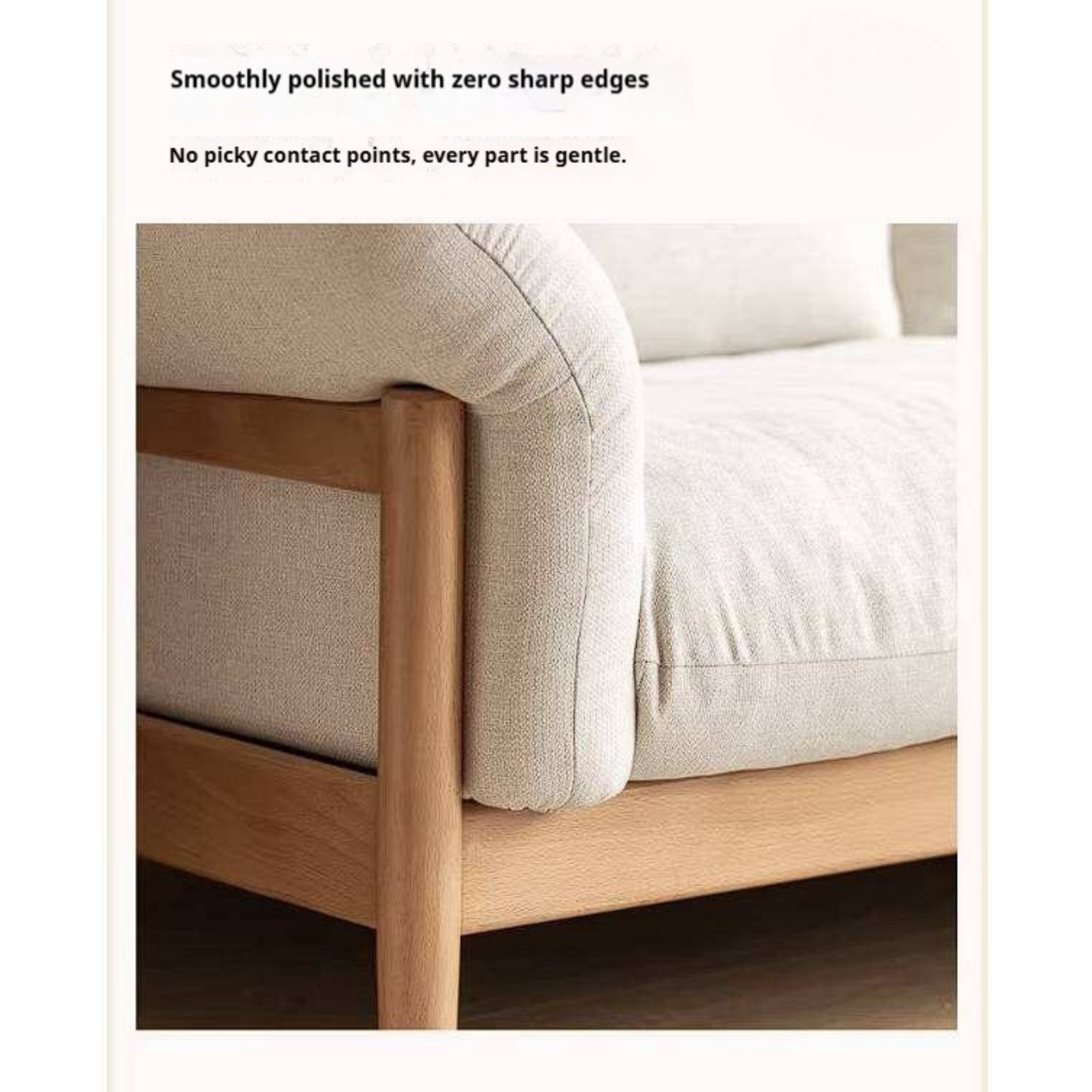 Beech Solid Wood Sofa with Modern Minimalist Design