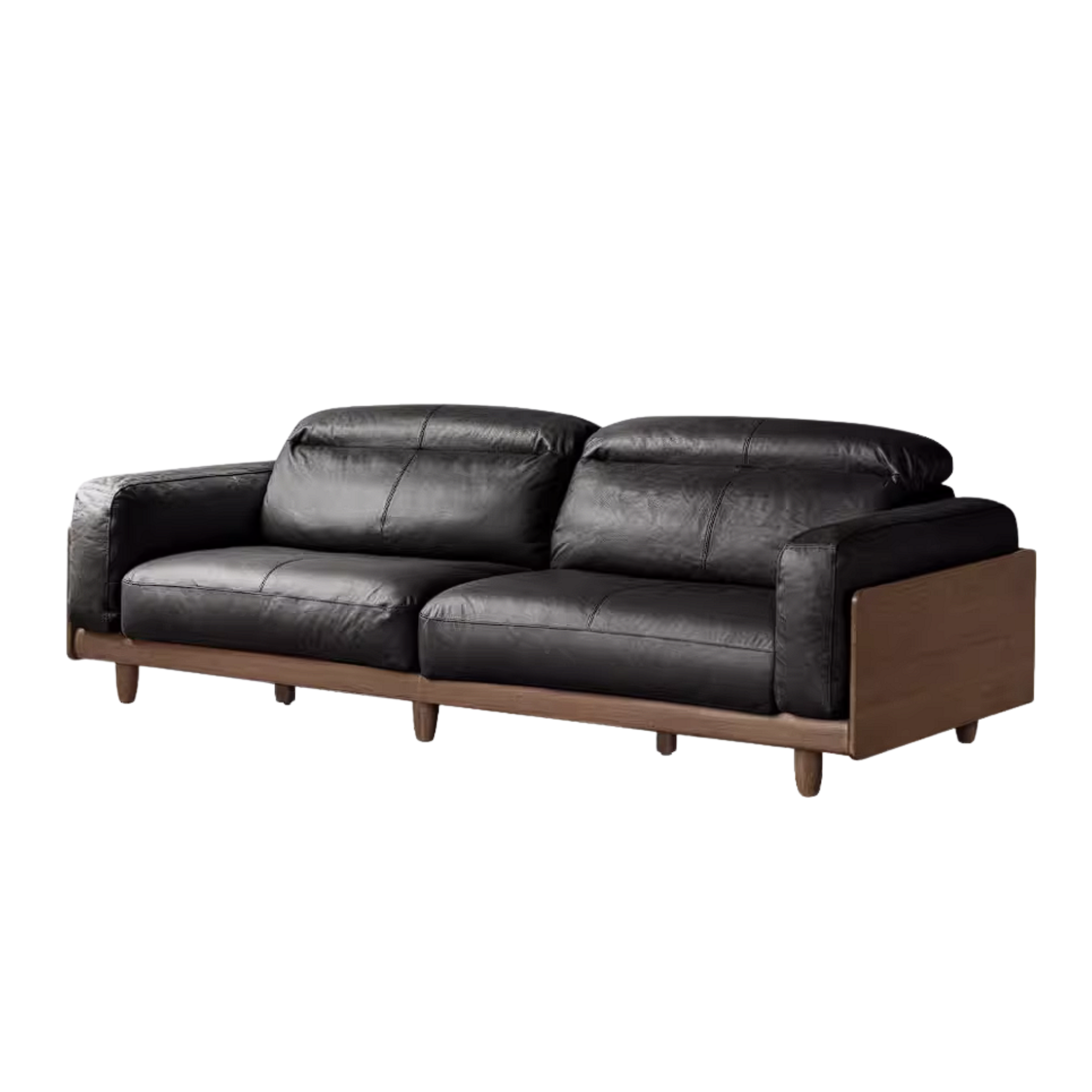 Golden Pear Solid Wood Genuine leather Sofa with Italian Light Luxury Design