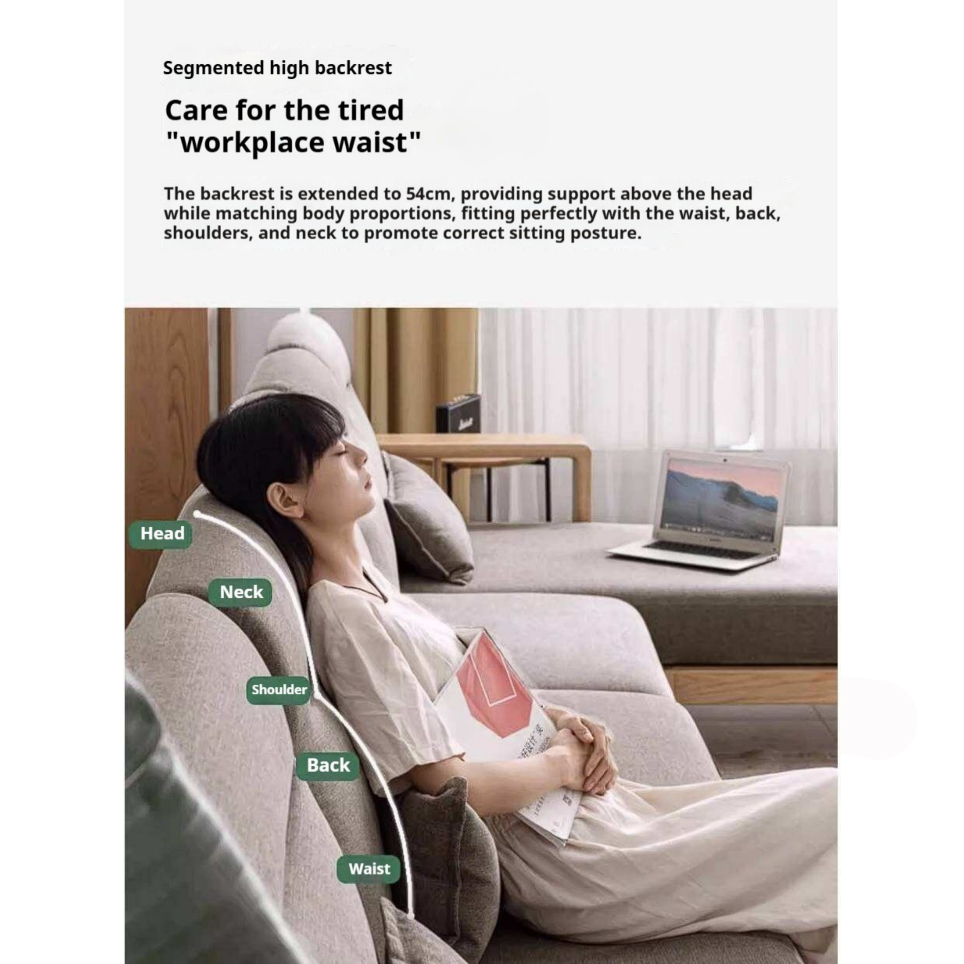 Oak Solid Wood Corner Sofa with Modern Fabric Upholstery