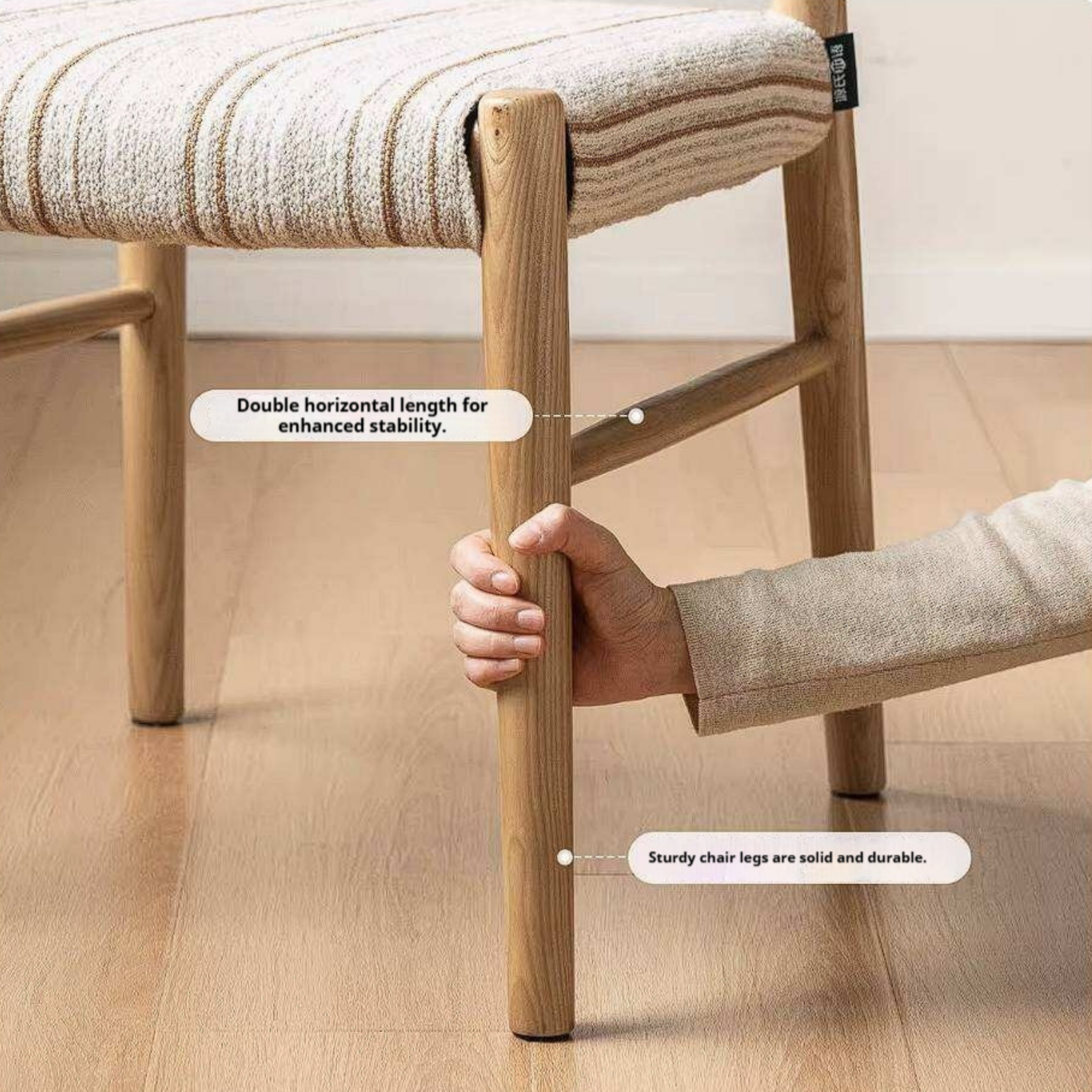 4 pcs-Ash Solid Wood Dining Chair with Modern Minimalist Design