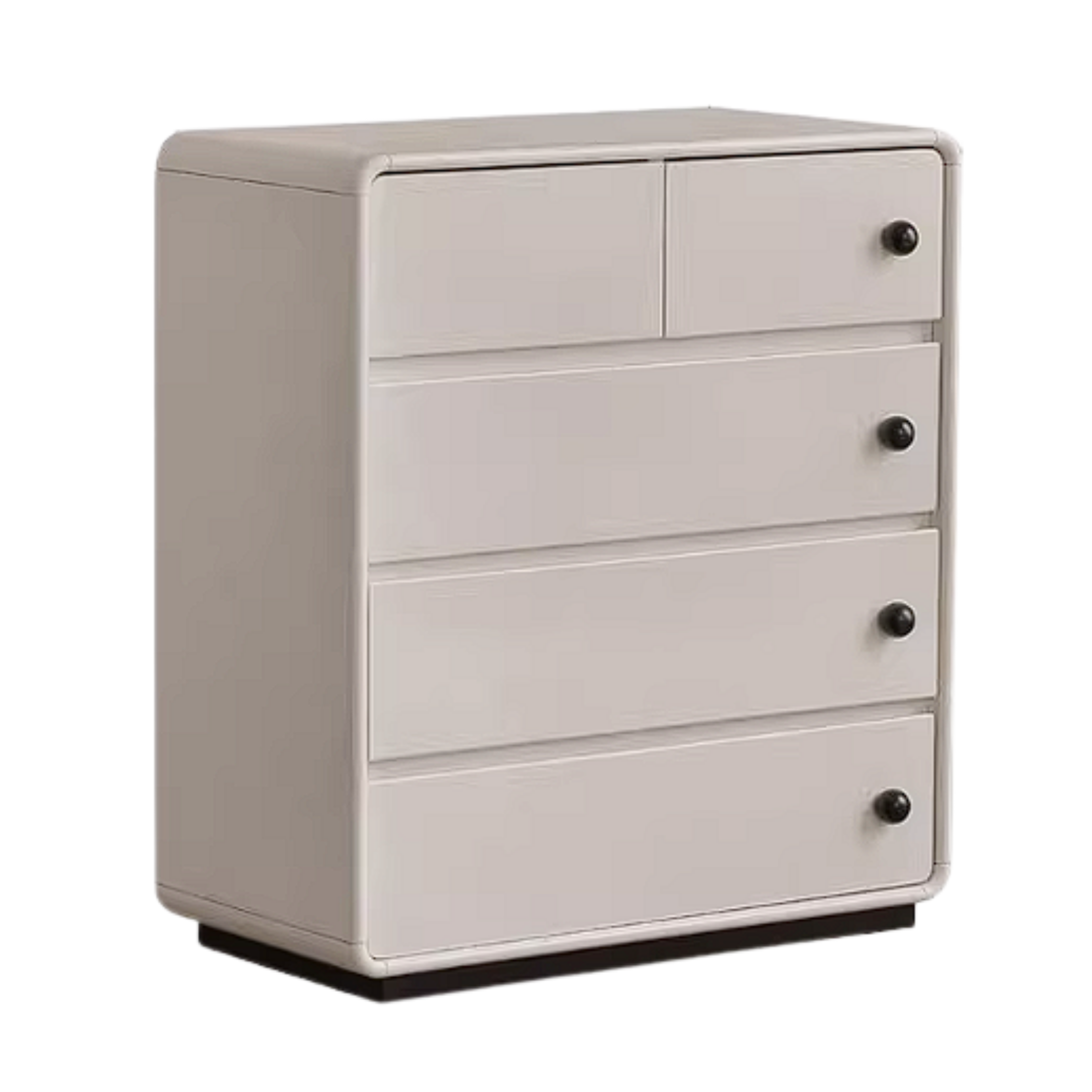 Rubberwood Solid Contemporary Two-Tone Dresser with Rounded Edge Frame and Minimalist Modular Design