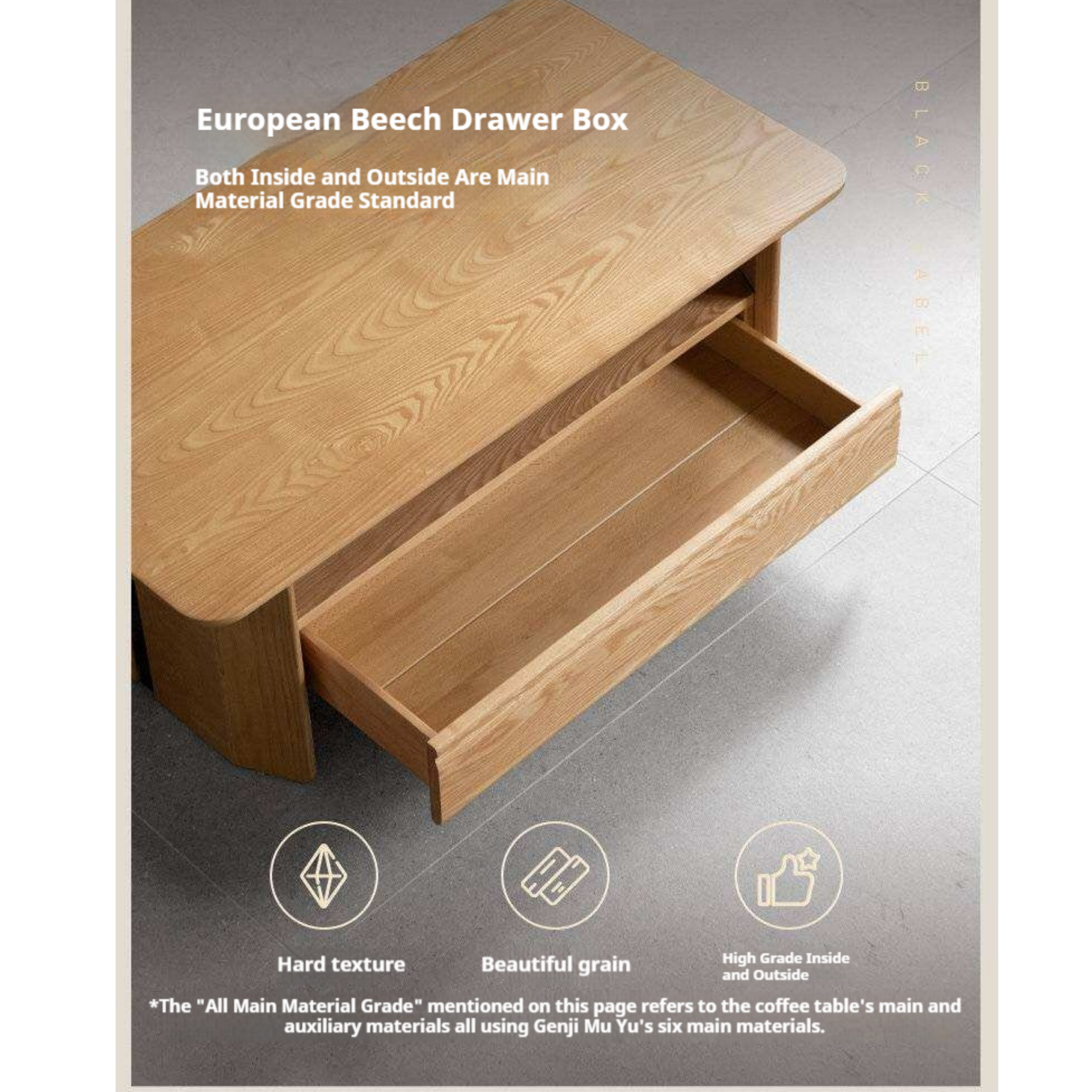 Ash Solid Wood Coffee Table with Two-Level Storage and Minimalist Design