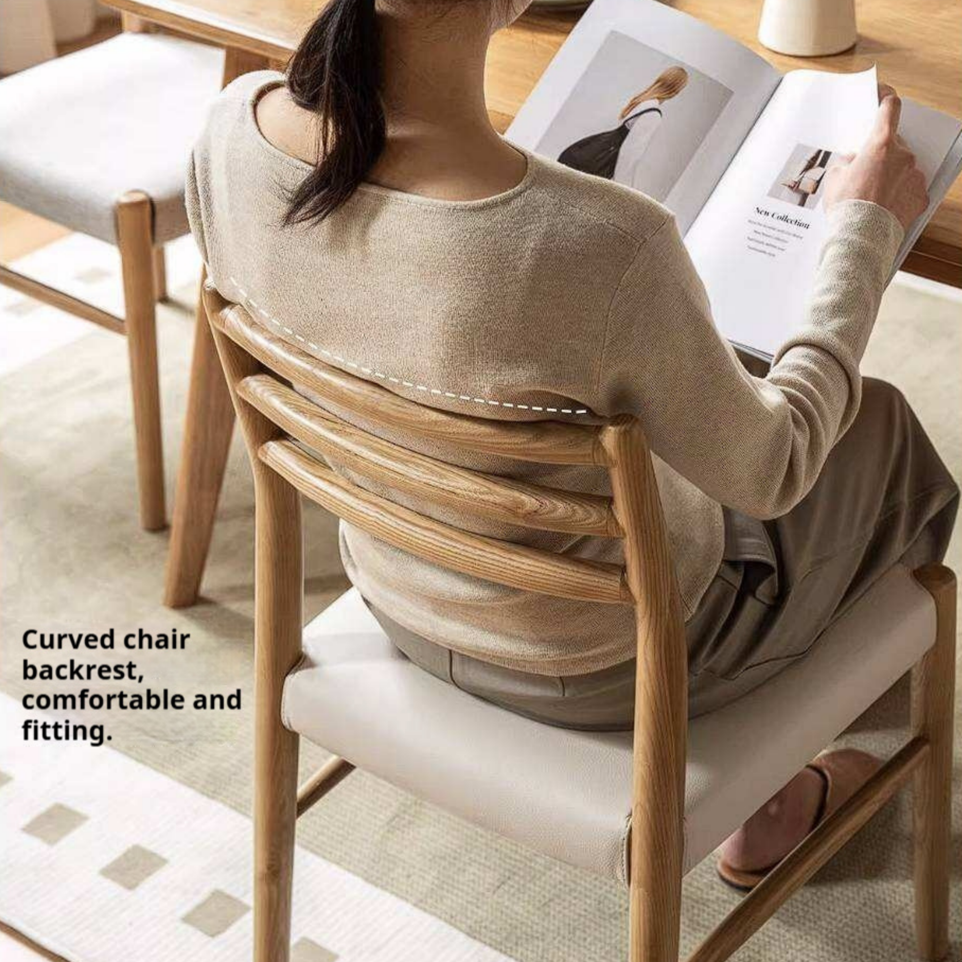 4 pcs-Ash Solid Wood Dining Chair with Modern Minimalist Design