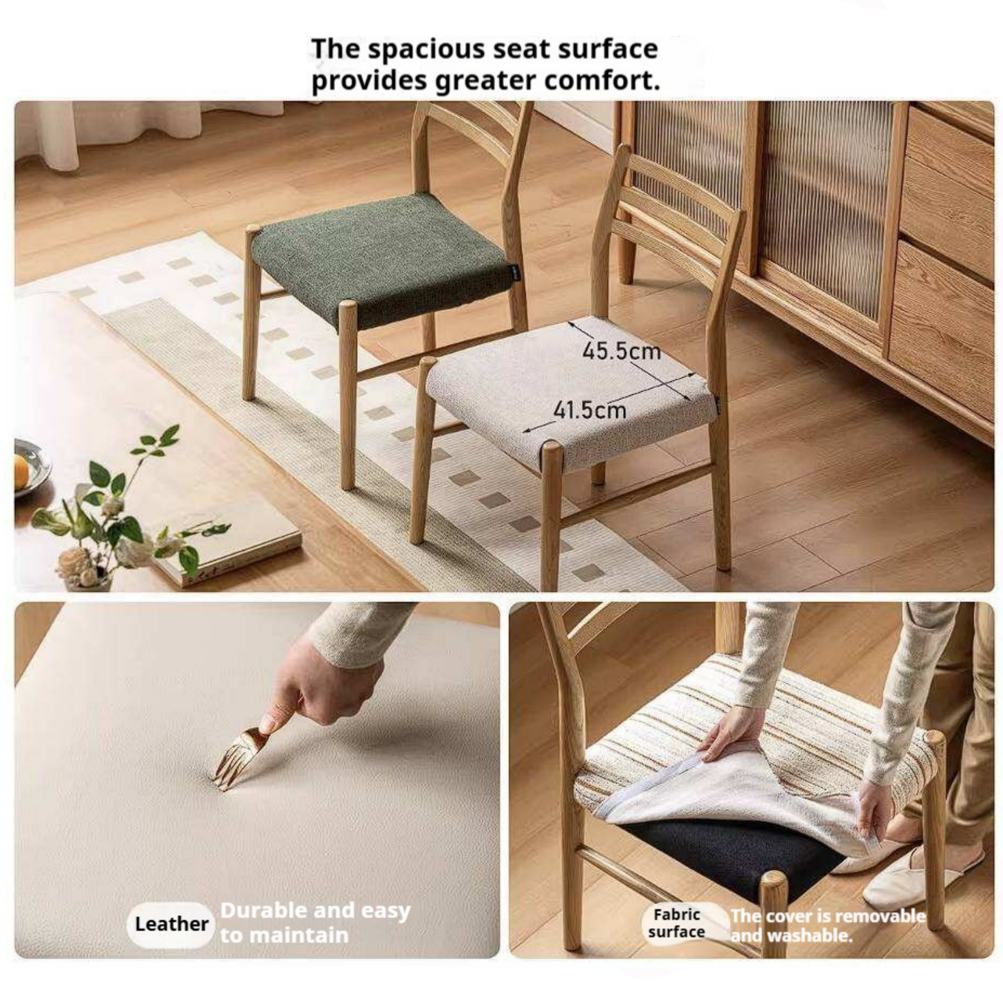 4 pcs-Ash Solid Wood Dining Chair with Modern Minimalist Design