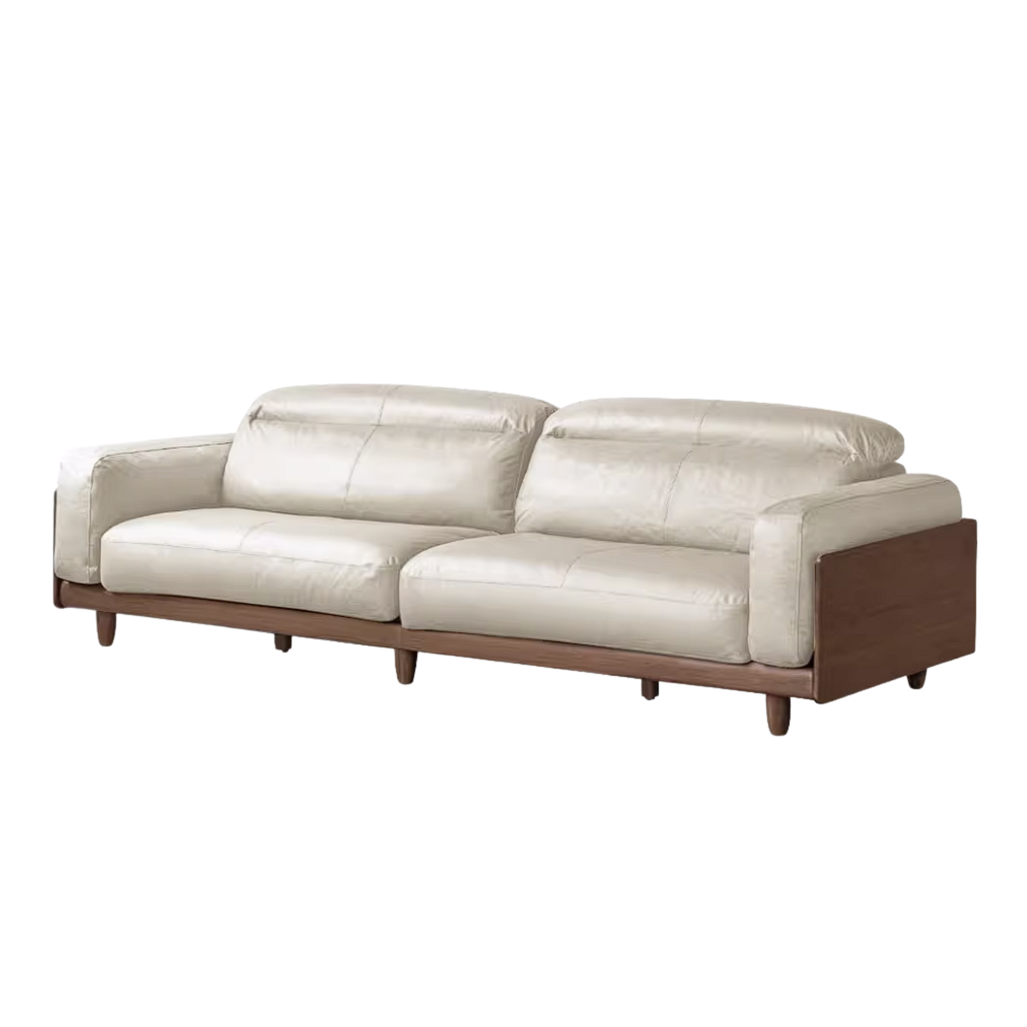Golden Pear Solid Wood Genuine leather Sofa with Italian Light Luxury Design