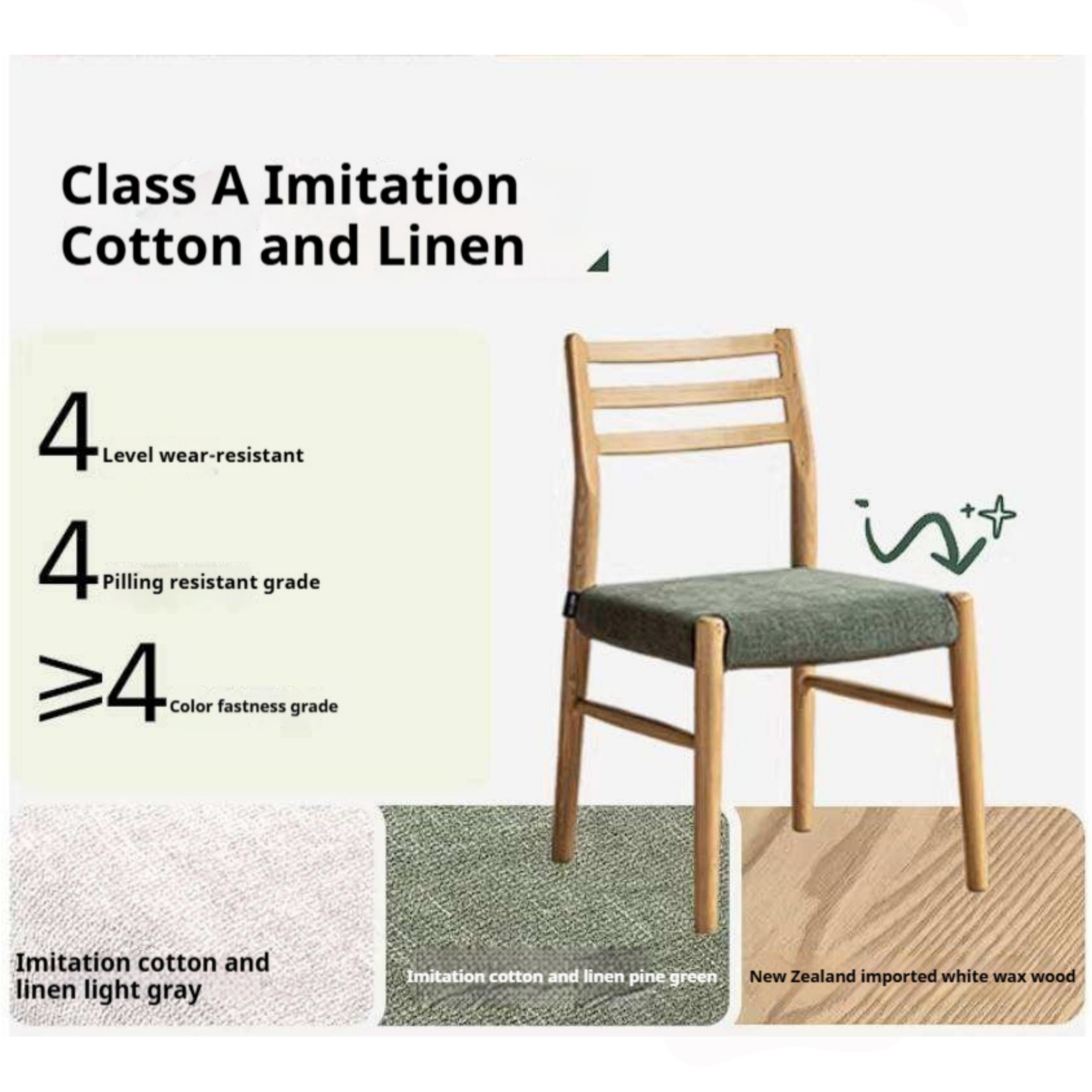 4 pcs-Ash Solid Wood Dining Chair with Modern Minimalist Design