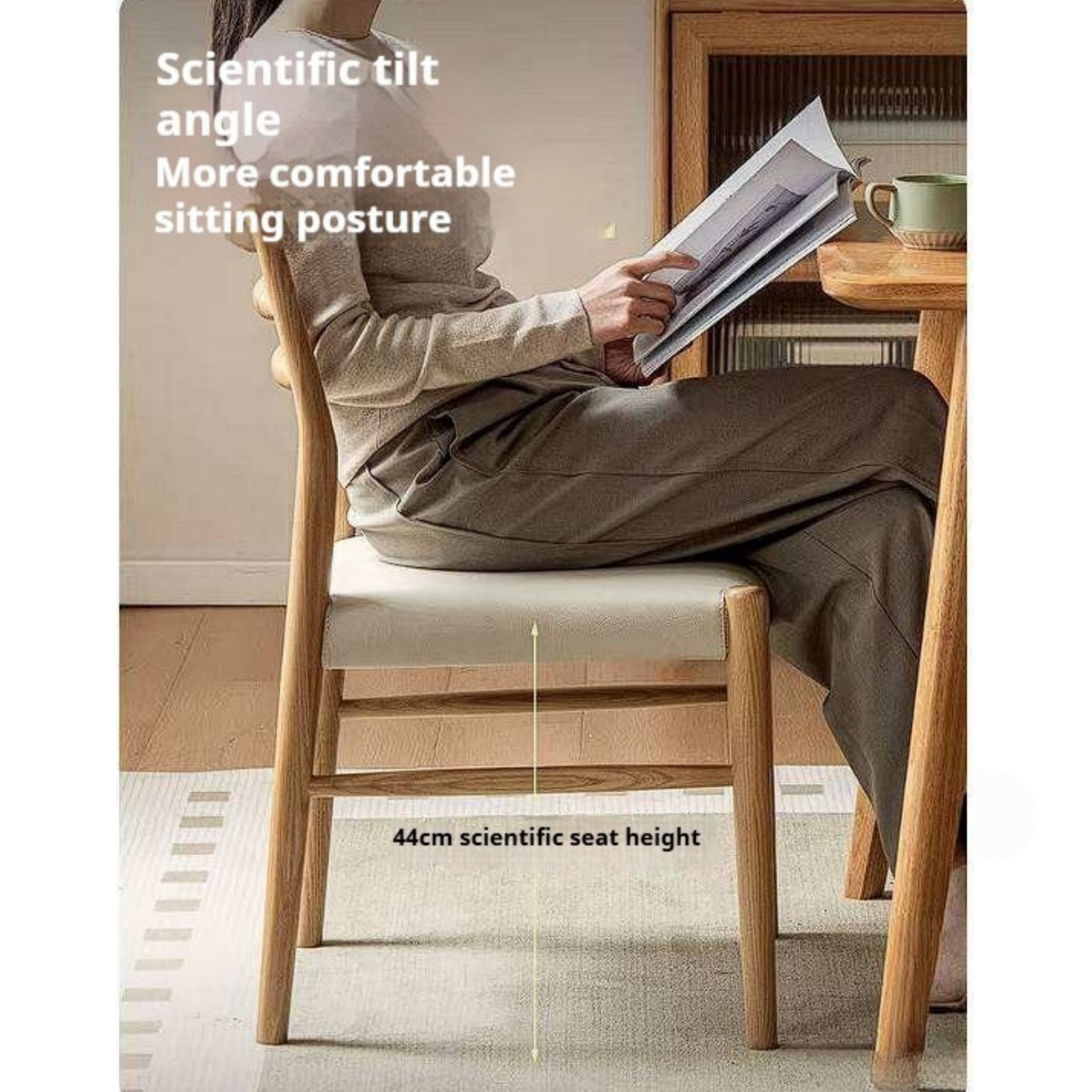 4 pcs-Ash Solid Wood Dining Chair with Modern Minimalist Design