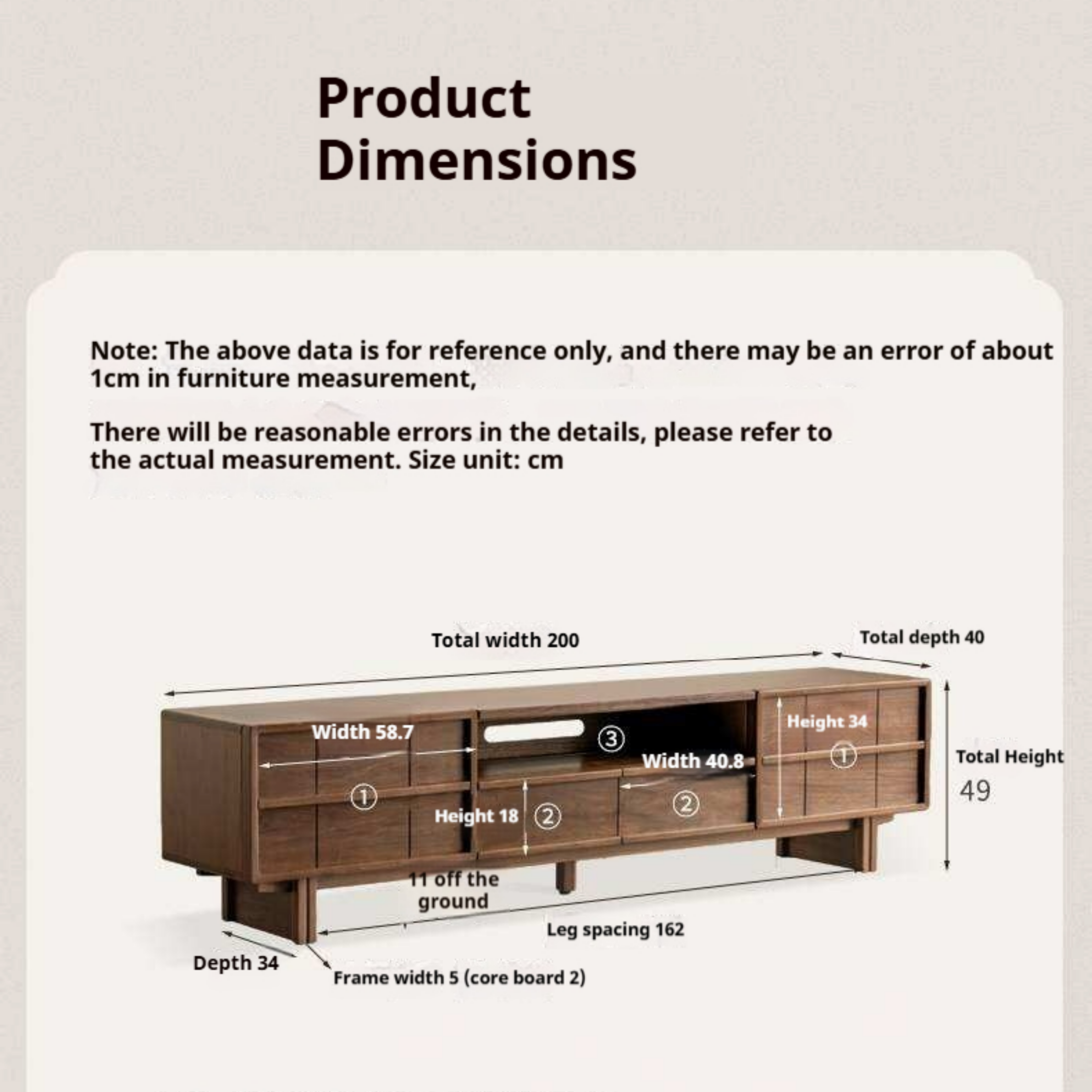Black Walnut Solid Wood TV Cabinet with Aesthetic Style and Storage Drawers