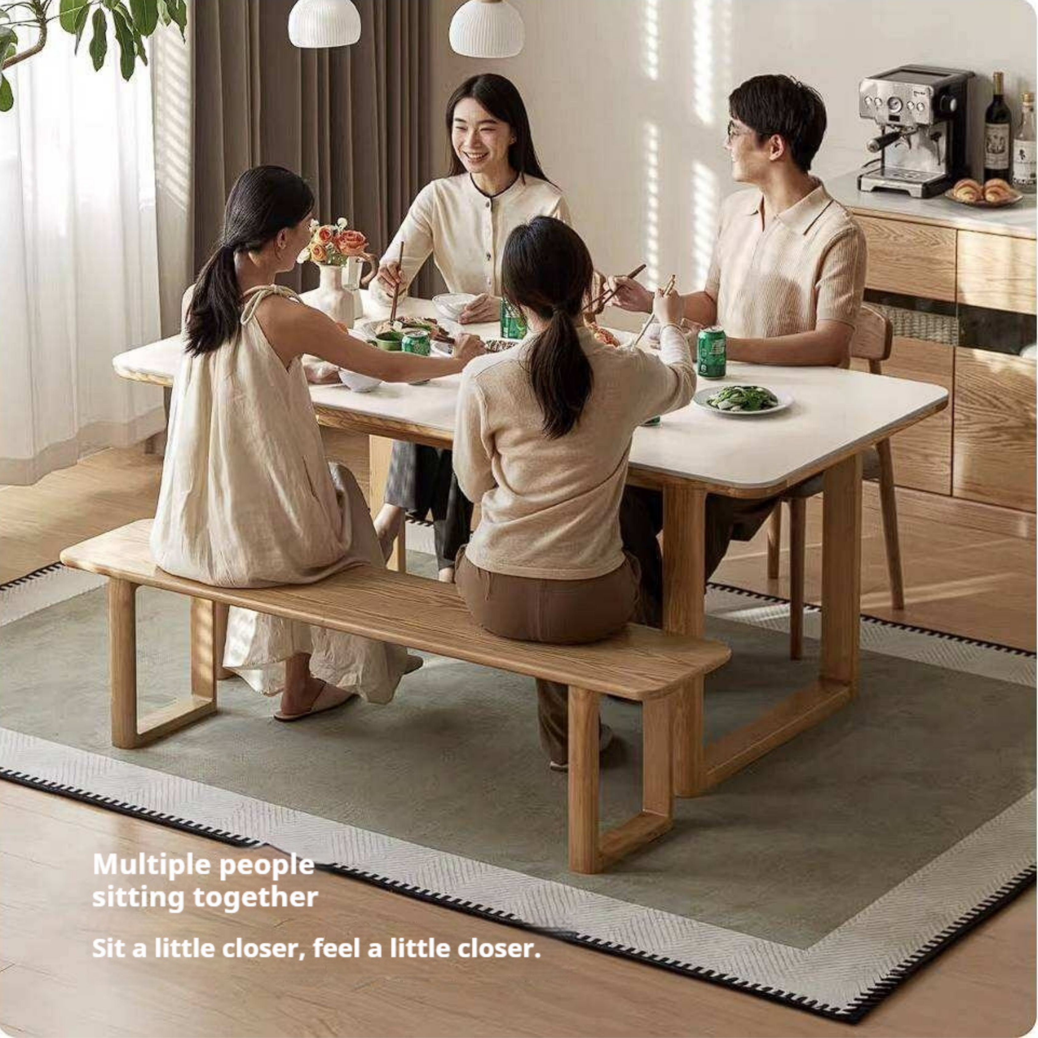 Oak, Ash Solid Wood Long Bench with Modern Minimalist Design