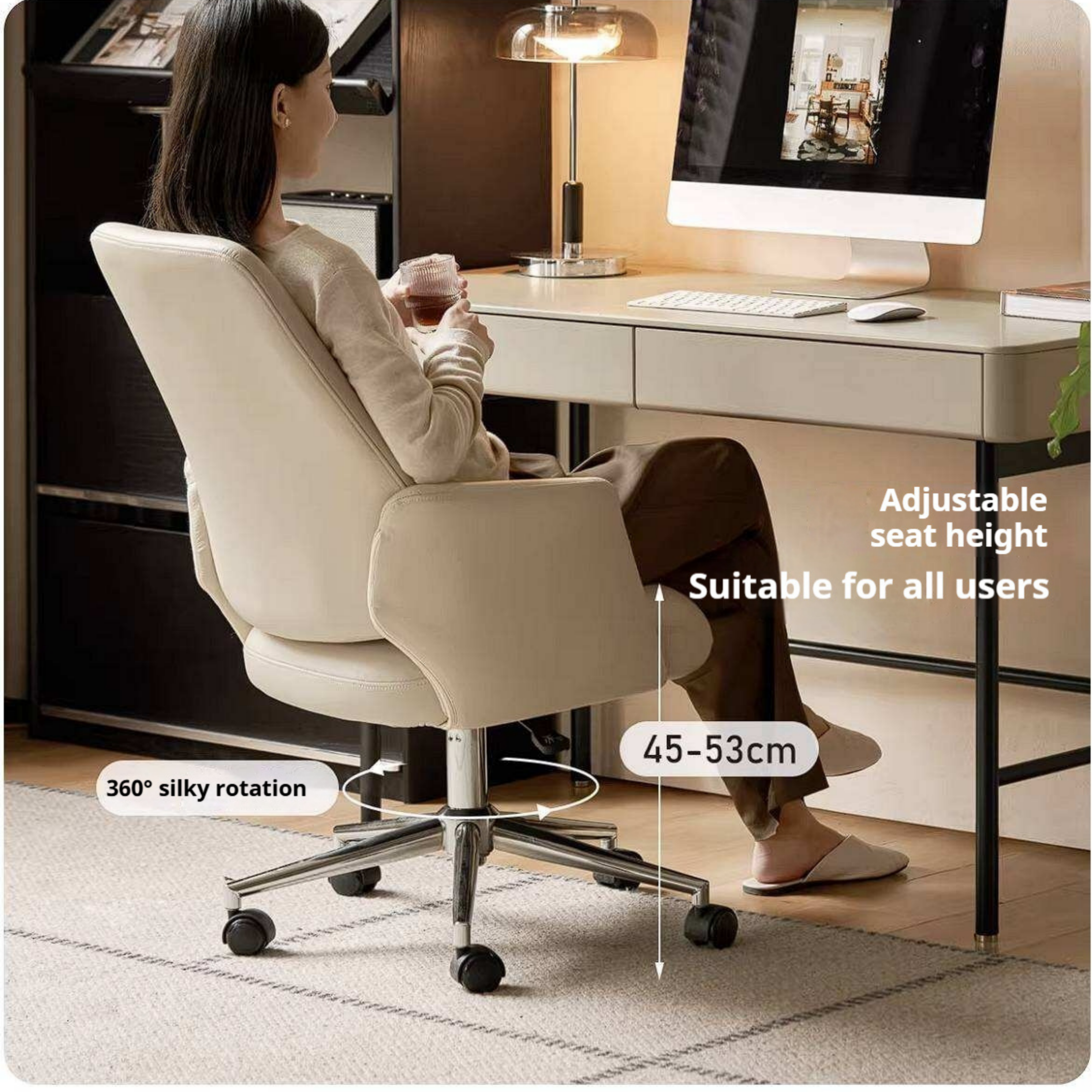 Modern Swivel Chair with Adjustable Ergonomic Minimalist Design