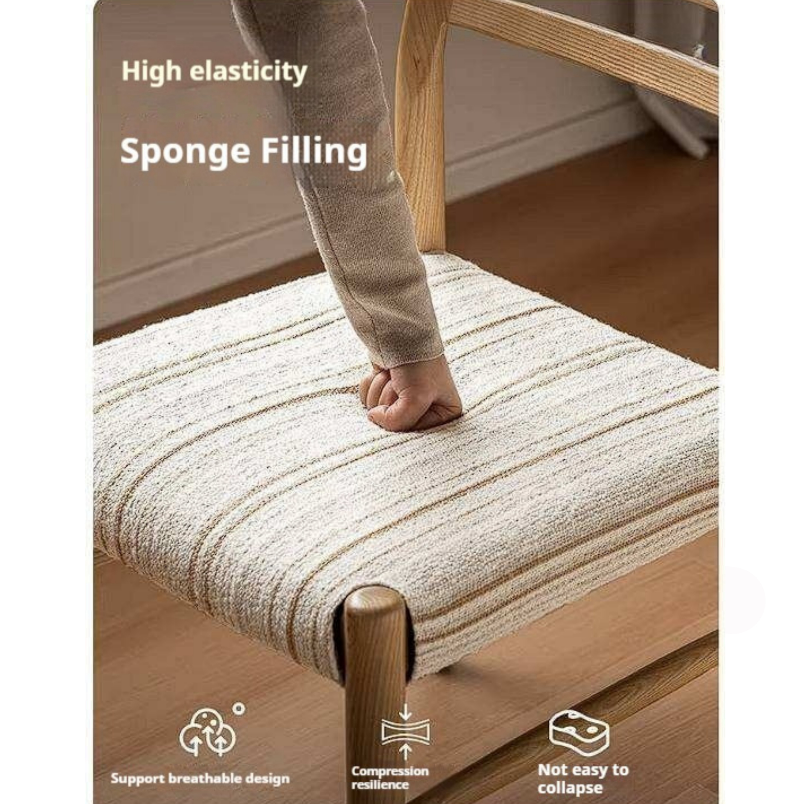 4 pcs-Ash Solid Wood Dining Chair with Modern Minimalist Design