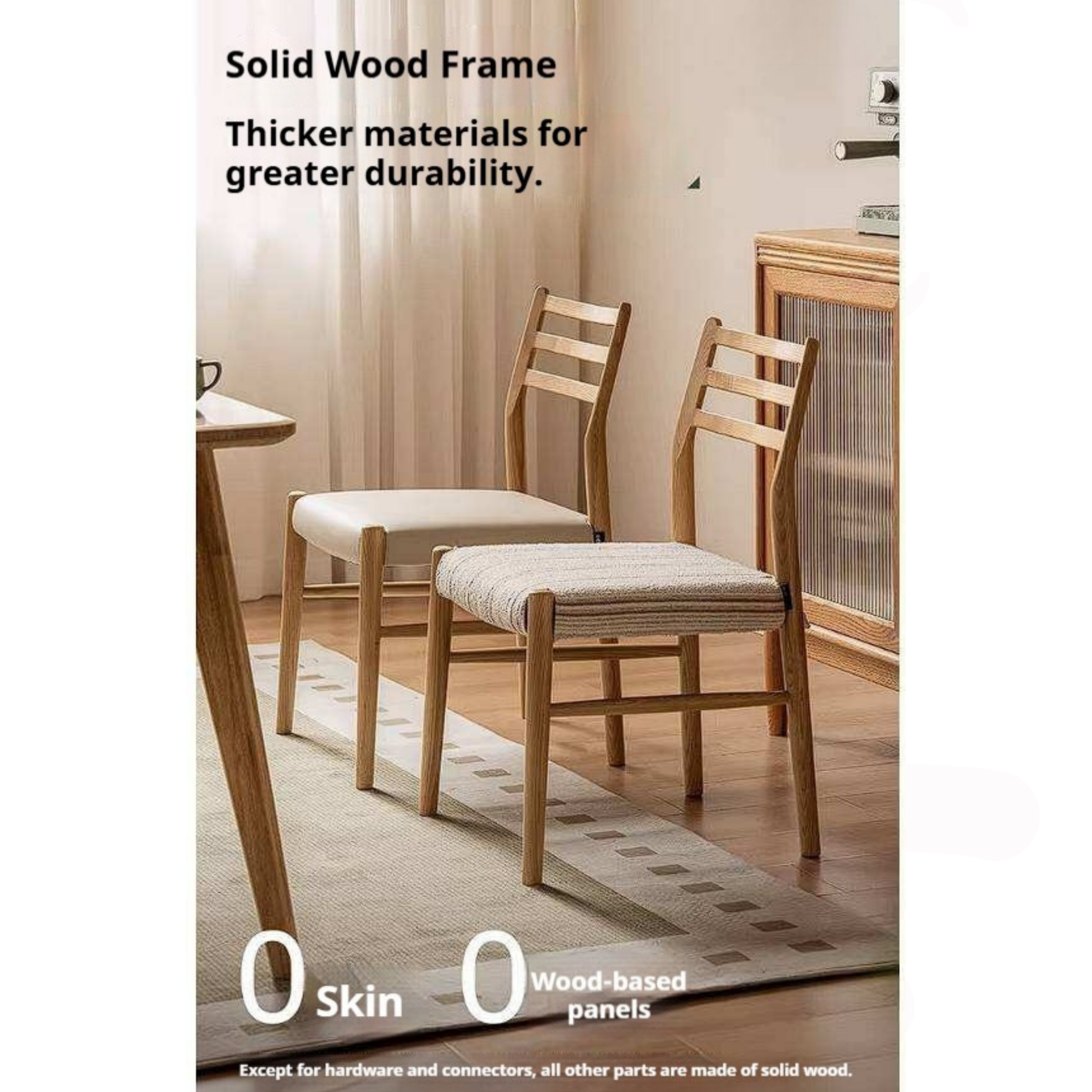 4 pcs-Ash Solid Wood Dining Chair with Modern Minimalist Design