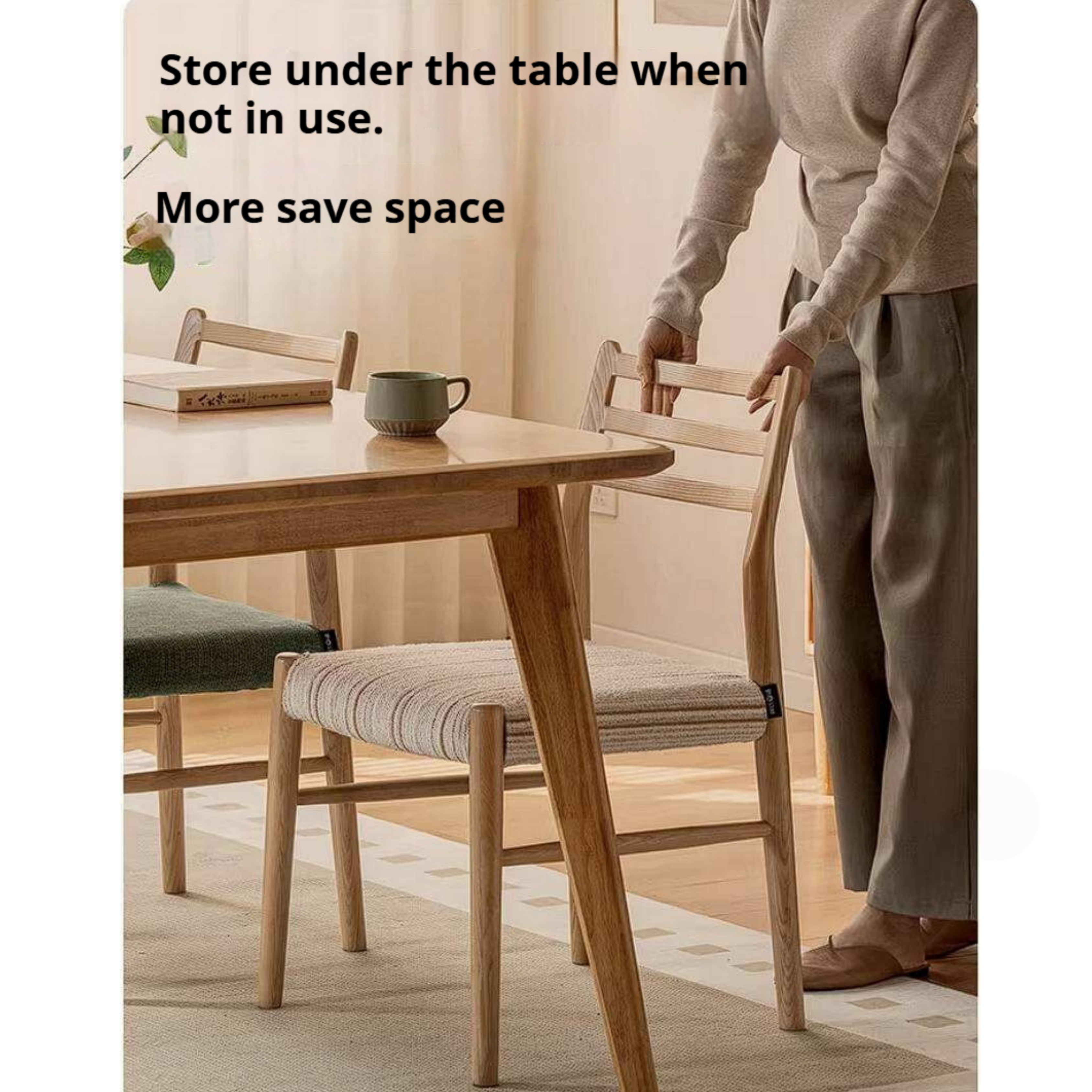 4 pcs-Ash Solid Wood Dining Chair with Modern Minimalist Design