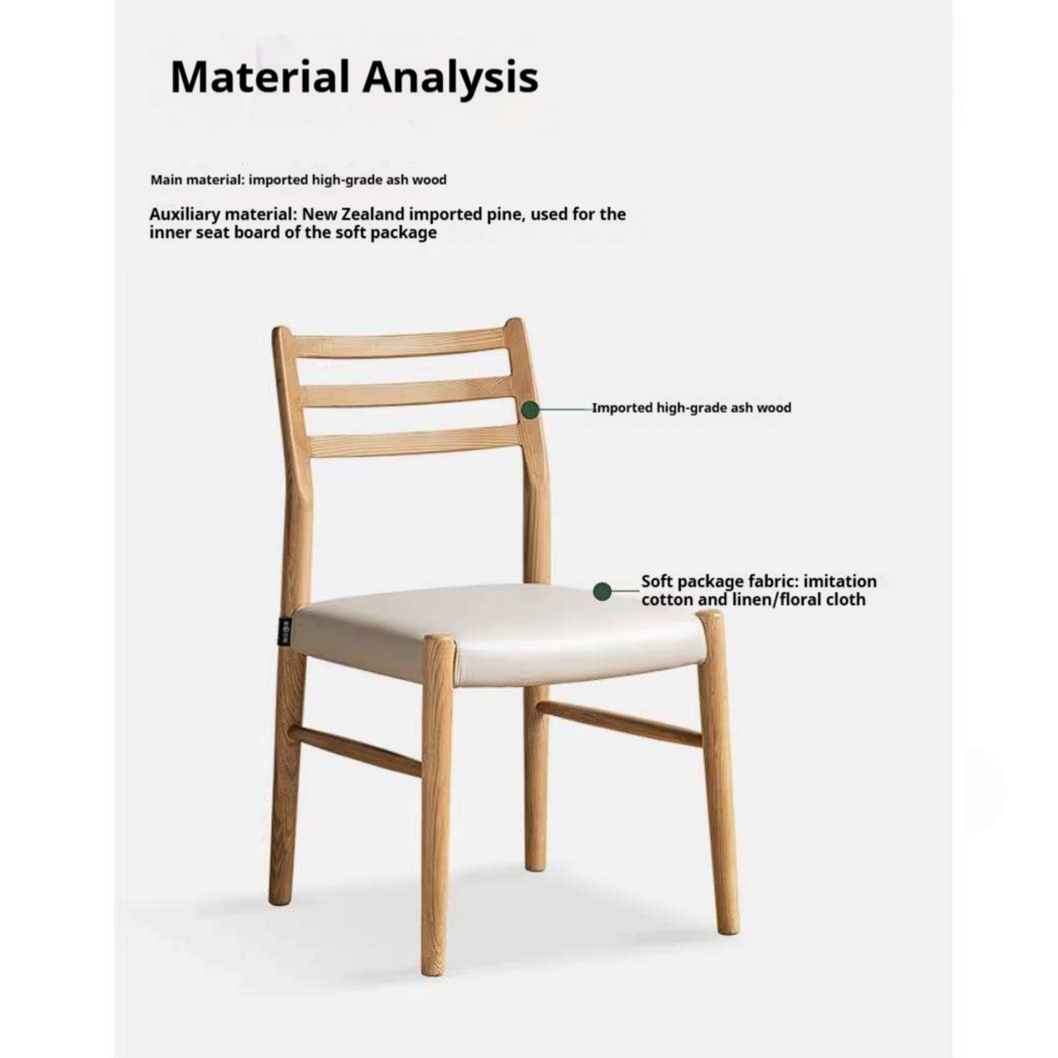 4 pcs-Ash Solid Wood Dining Chair with Modern Minimalist Design