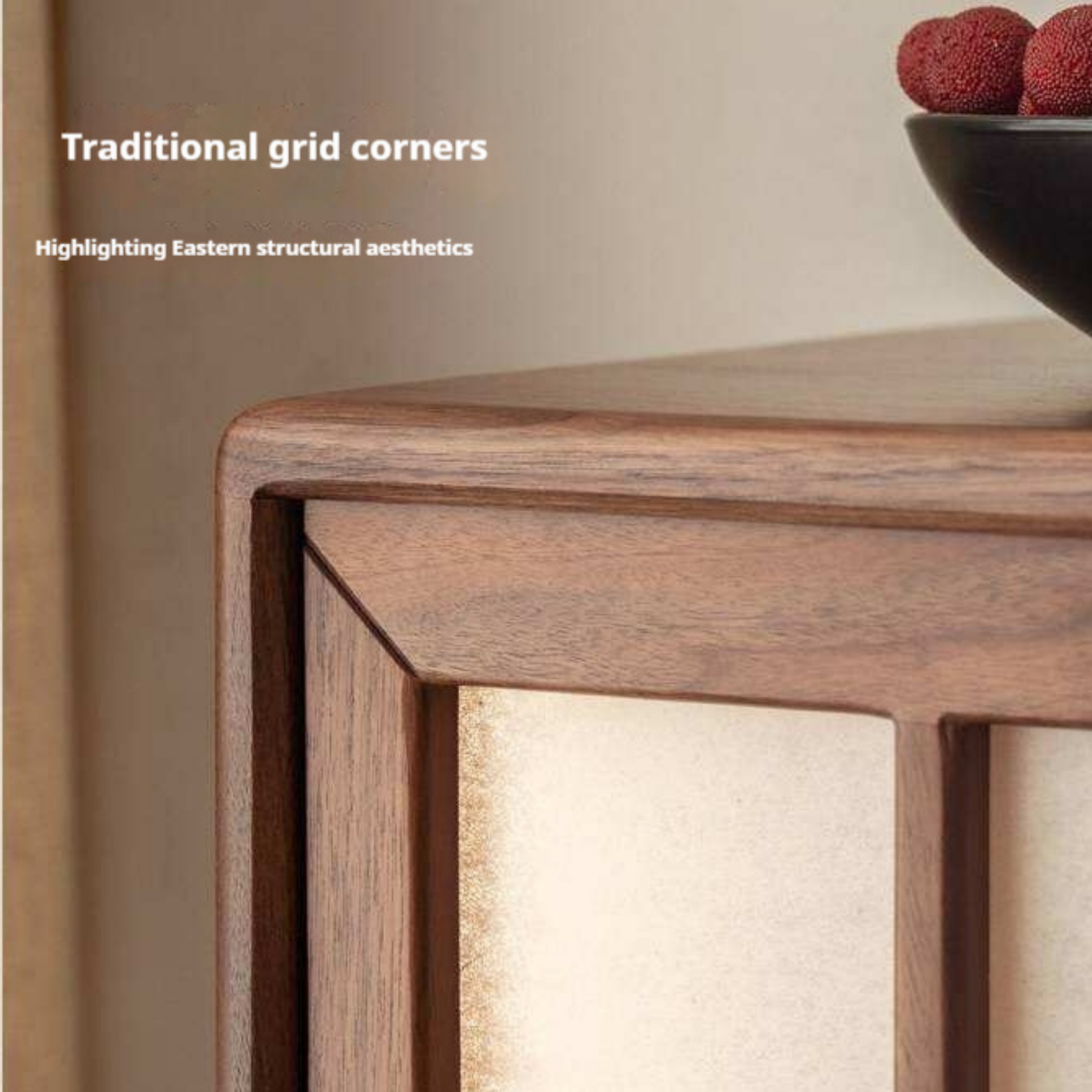 Black Walnut Solid Wood Side Cabinet with Elegant Display and Storage Design