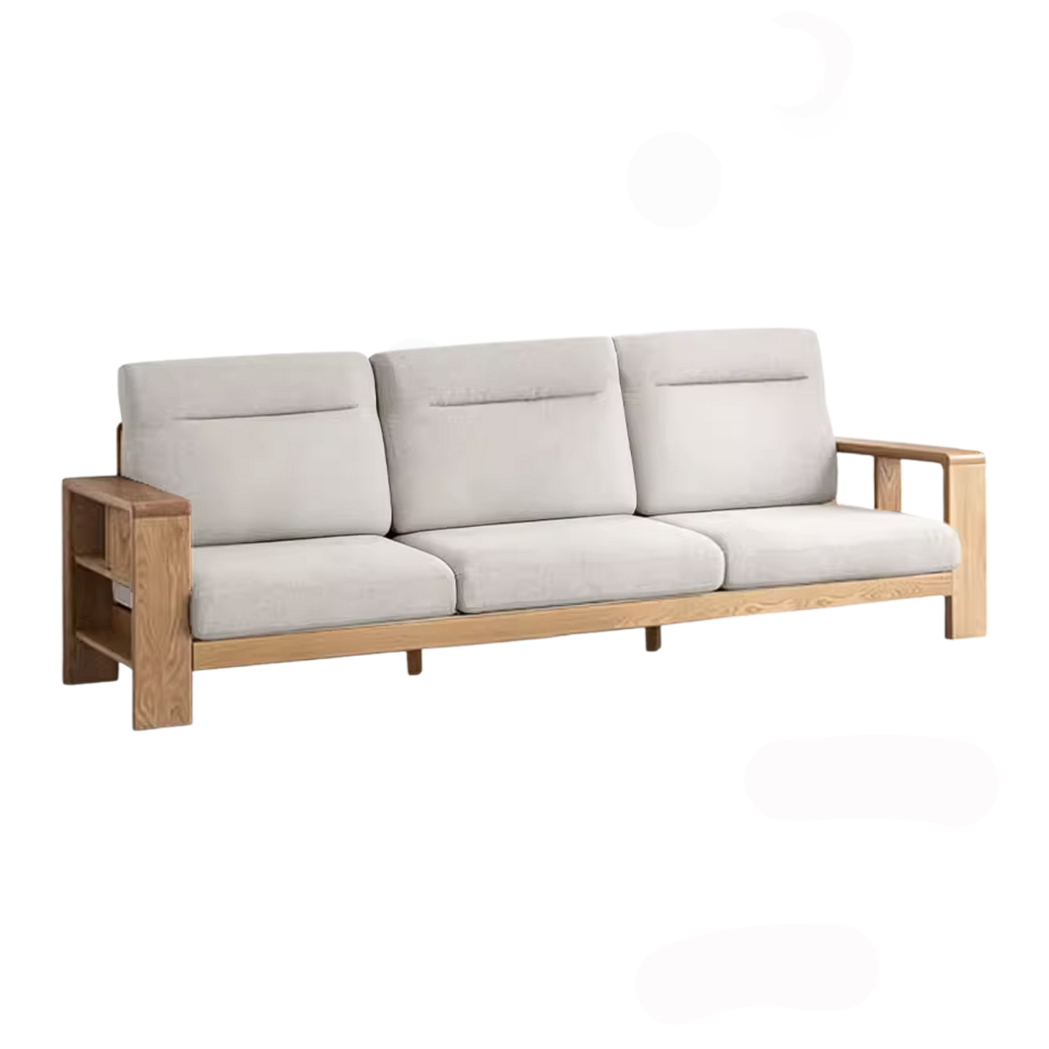 Oak Solid Wood Corner Sofa with Modern Fabric Upholstery