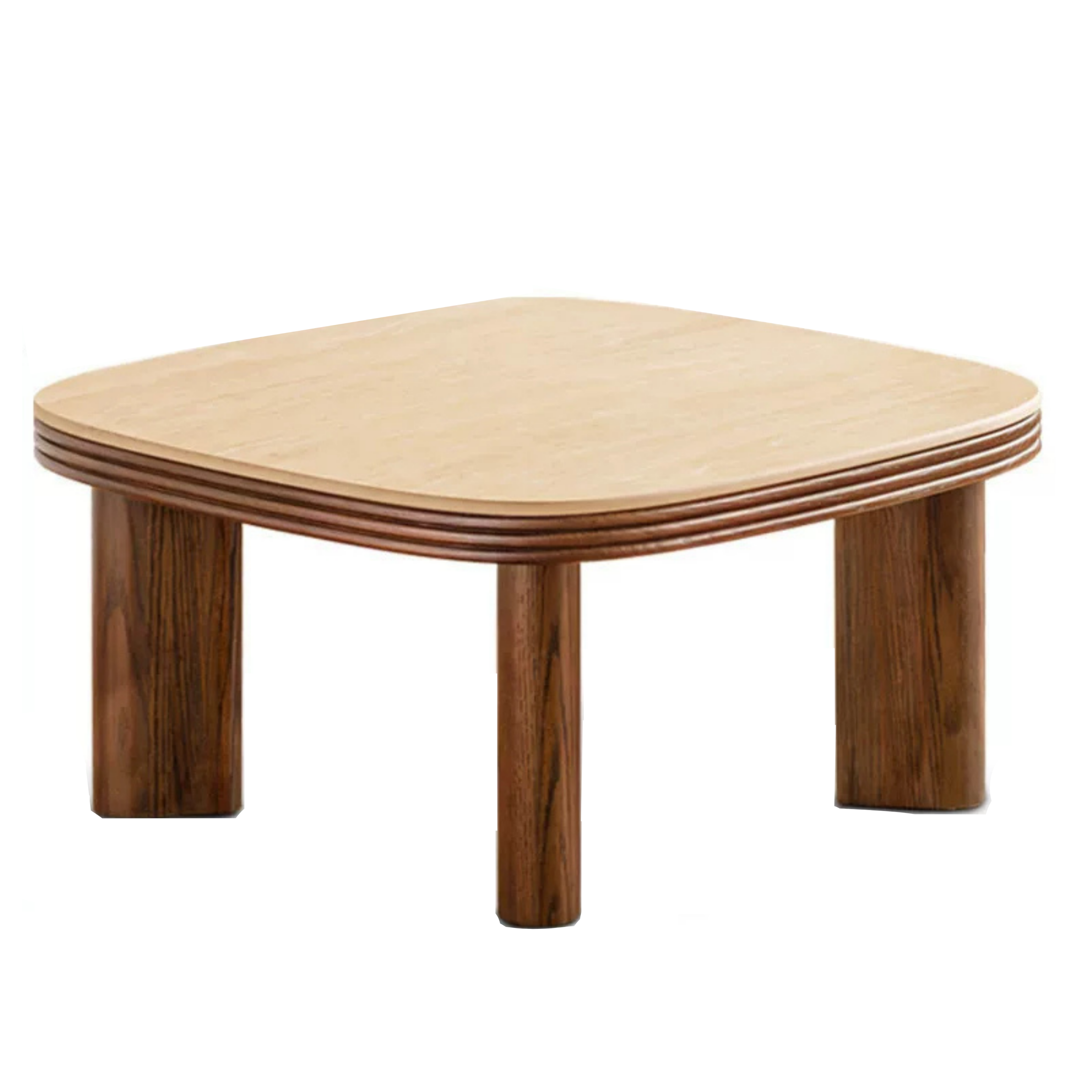 Oak Solid Wood Round Nesting Coffee Table with Stone Surface