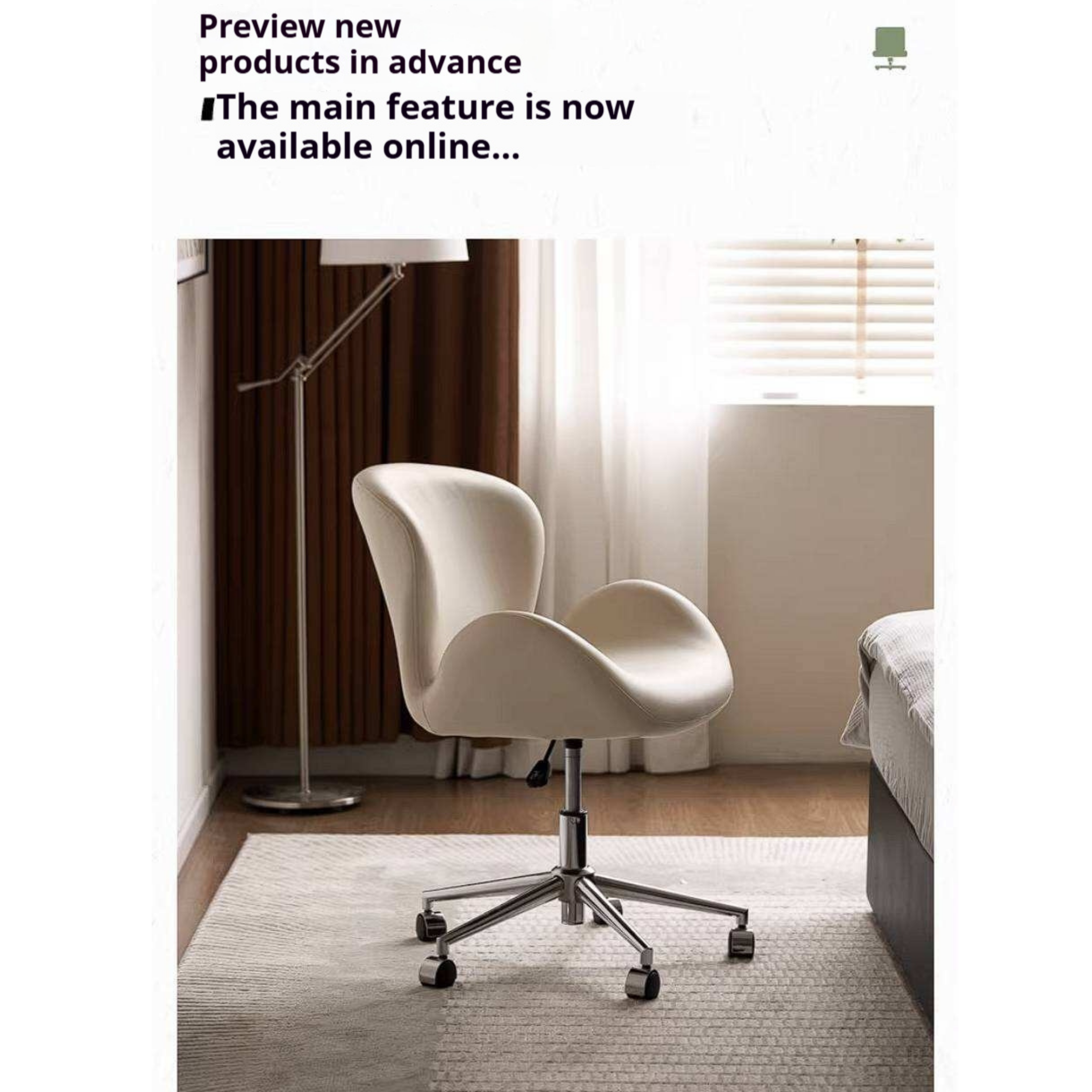 Swan-Style Swivel Office Chair with Chrome Base