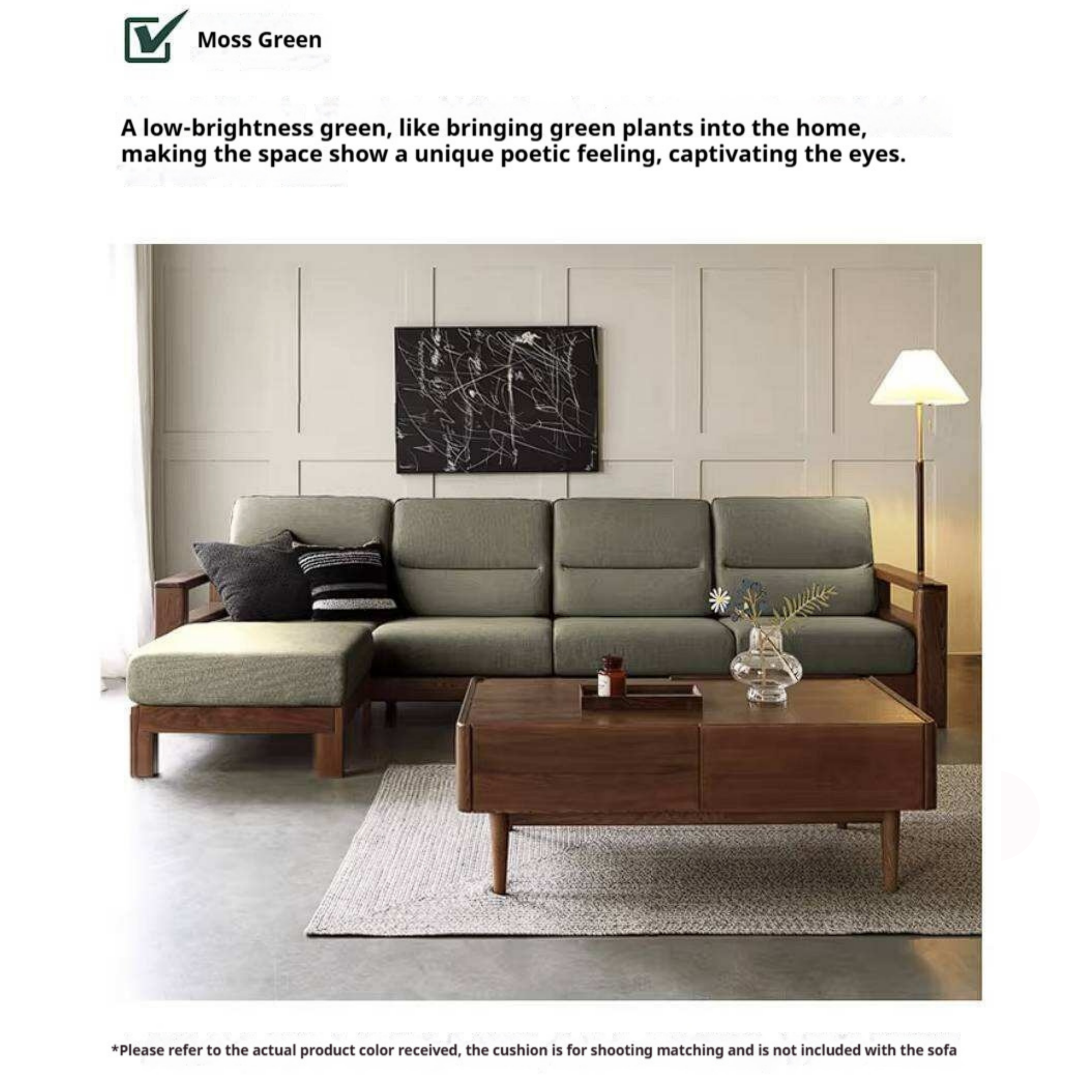 Ash Solid Wood Corner Sofa with Modern Casual Design