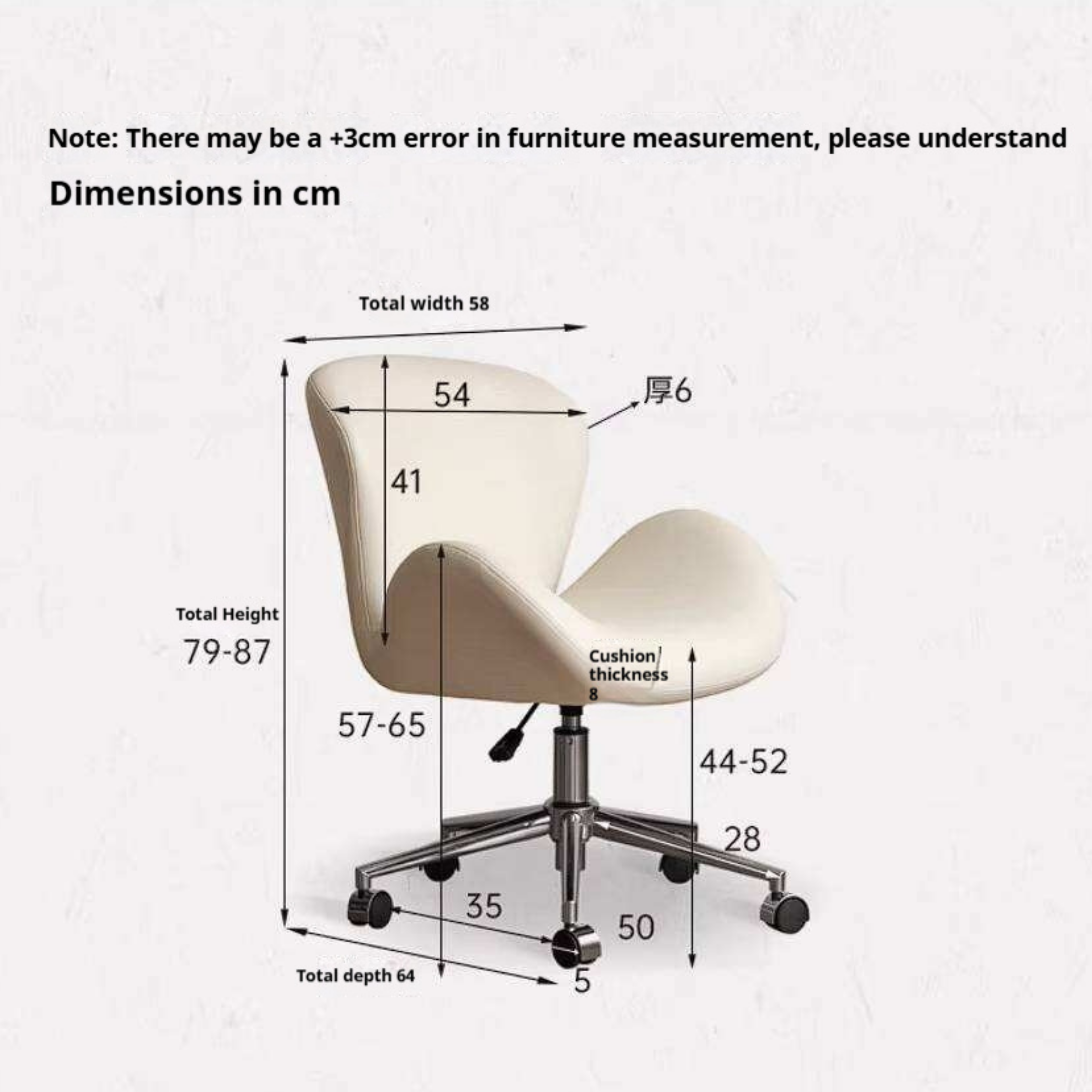 Swan-Style Swivel Office Chair with Chrome Base