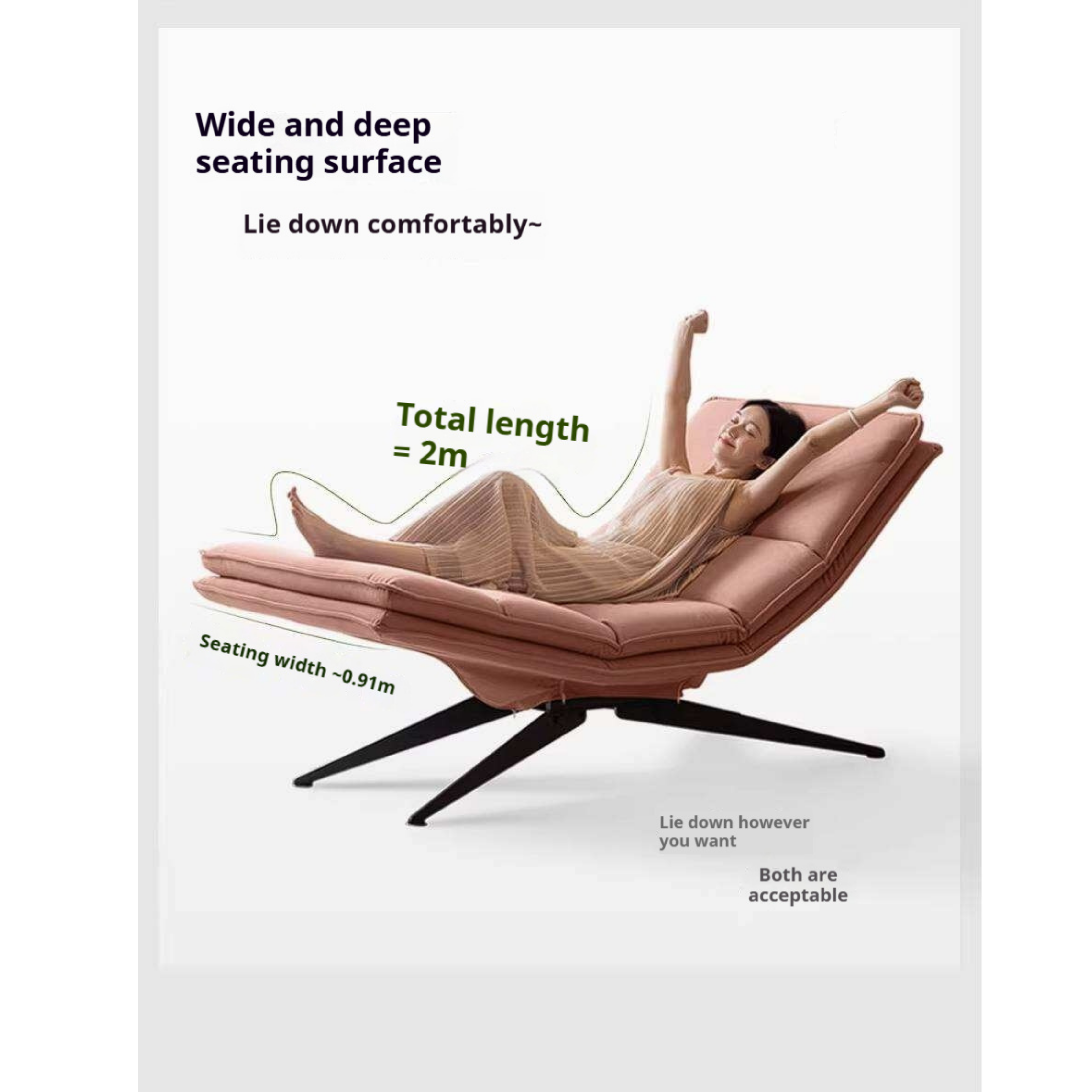 Modern Adjustable Power Reclining Chaise Lounge Chair for Yoga and Relaxation