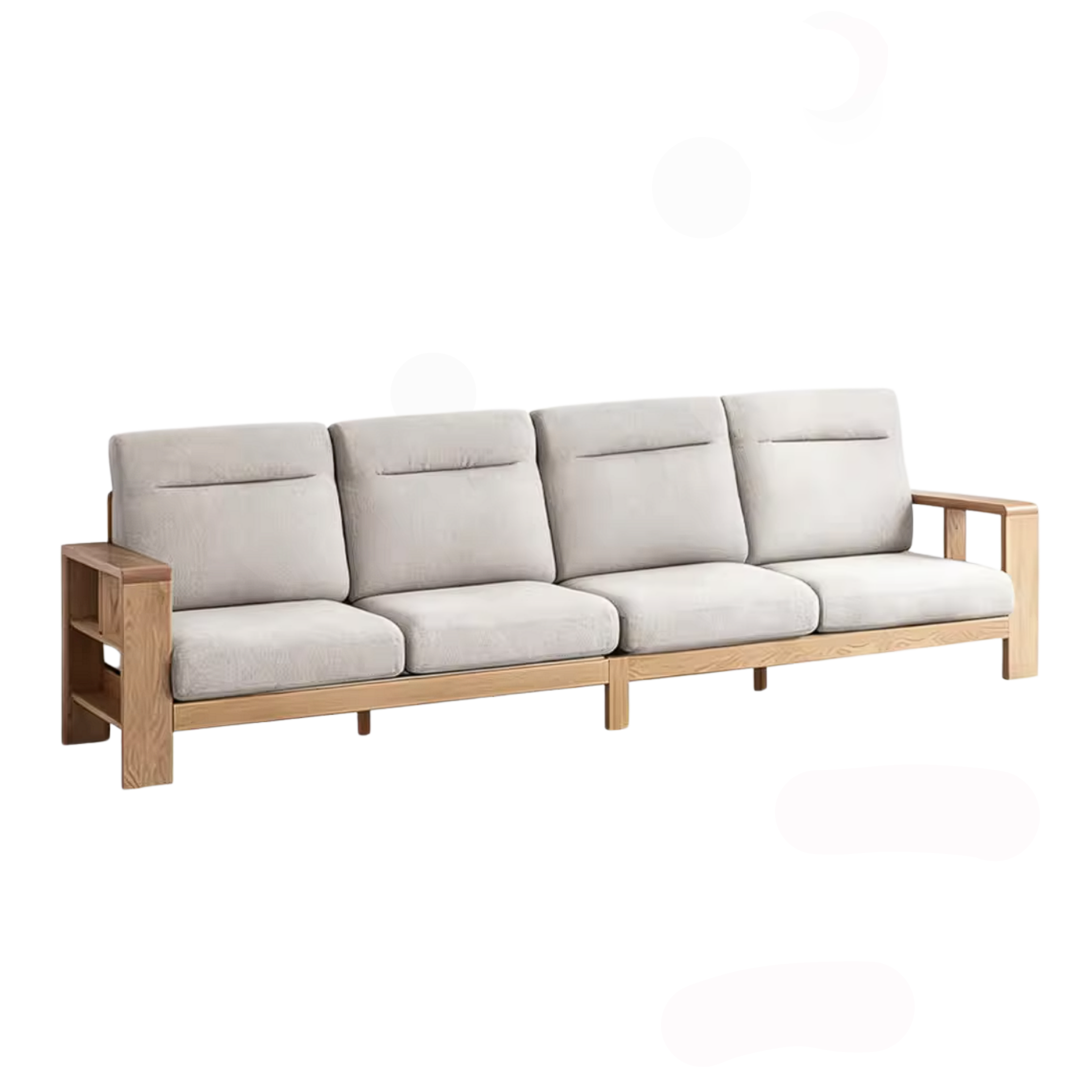Oak Solid Wood Corner Sofa with Modern Fabric Upholstery