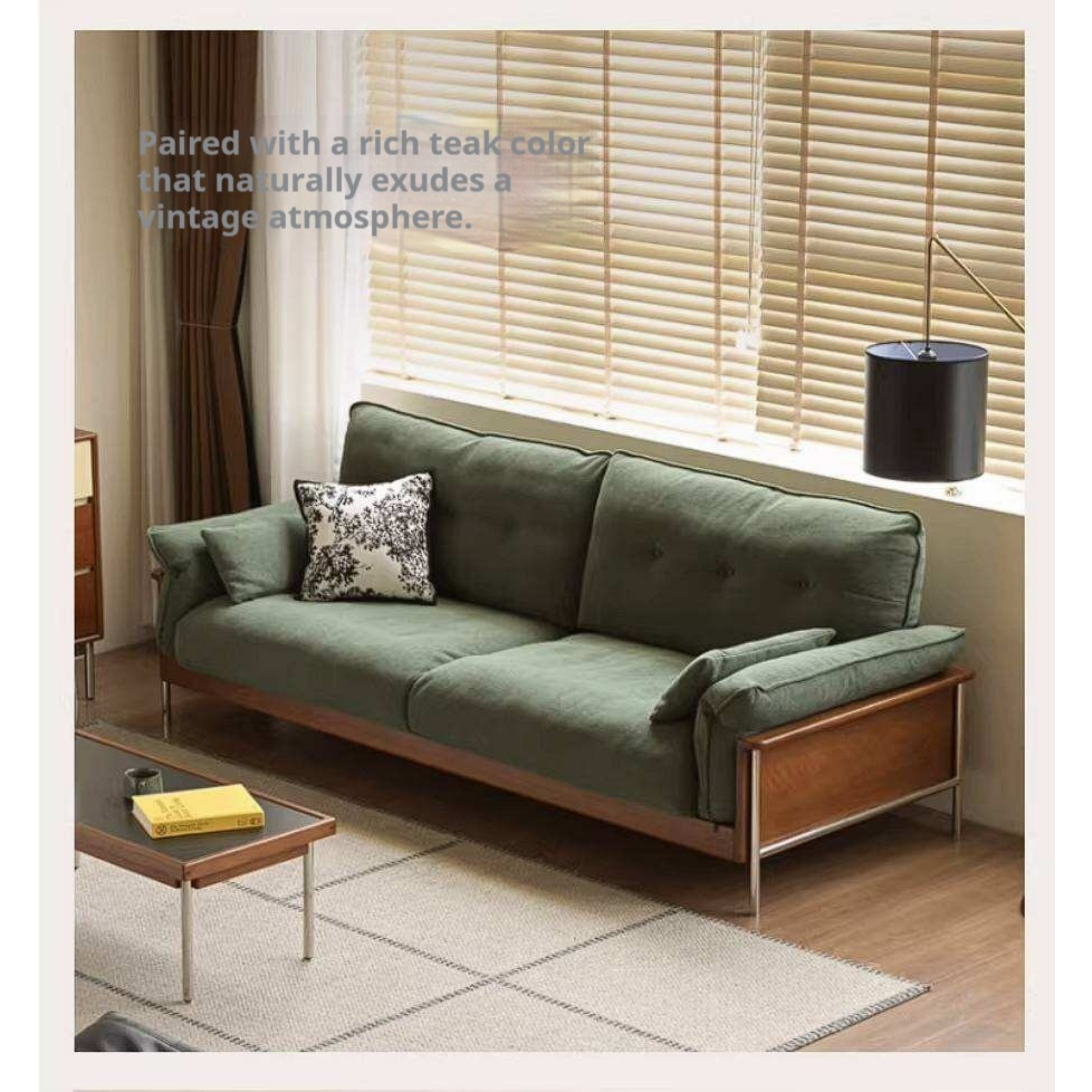 Poplar Solid Wood Sofa with Mid Century Inspired Design