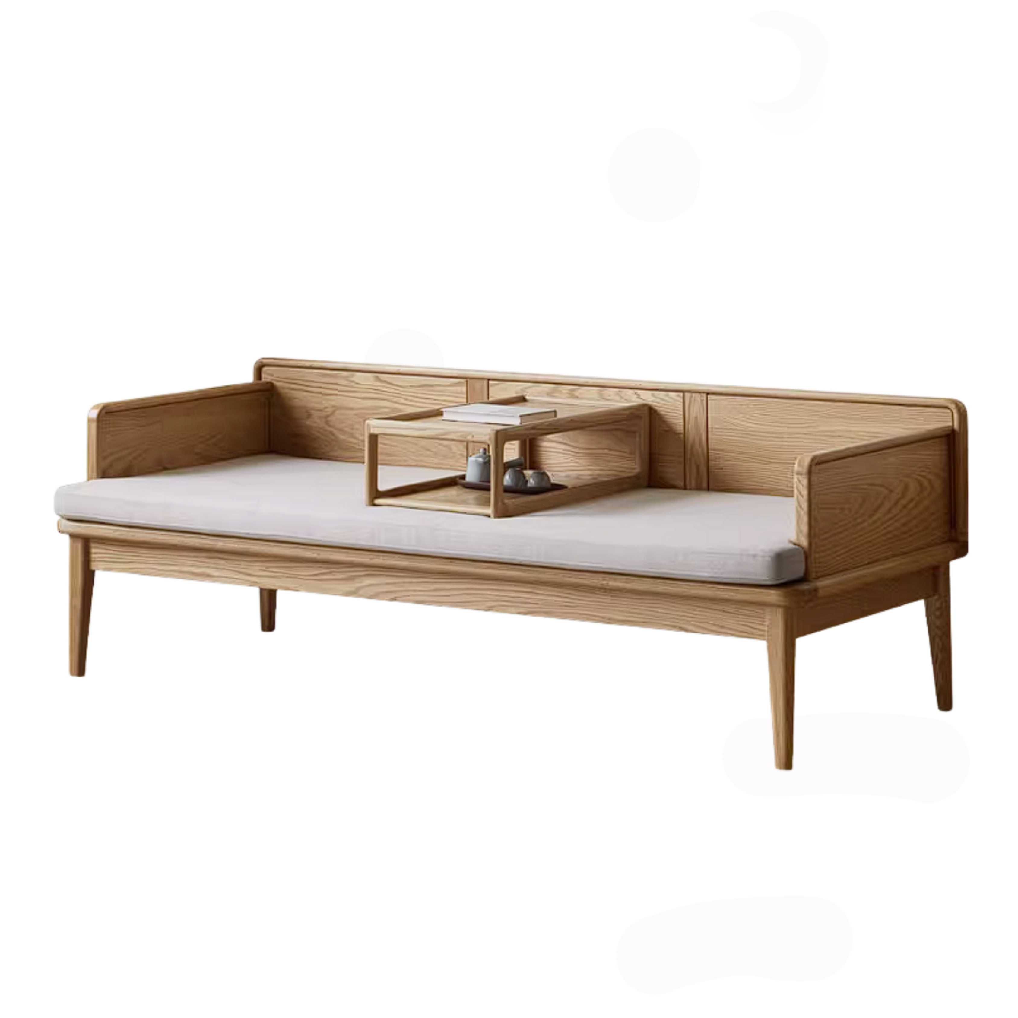 Oak Solid Wood Convertible Sofa Bed with Clean Frame Design