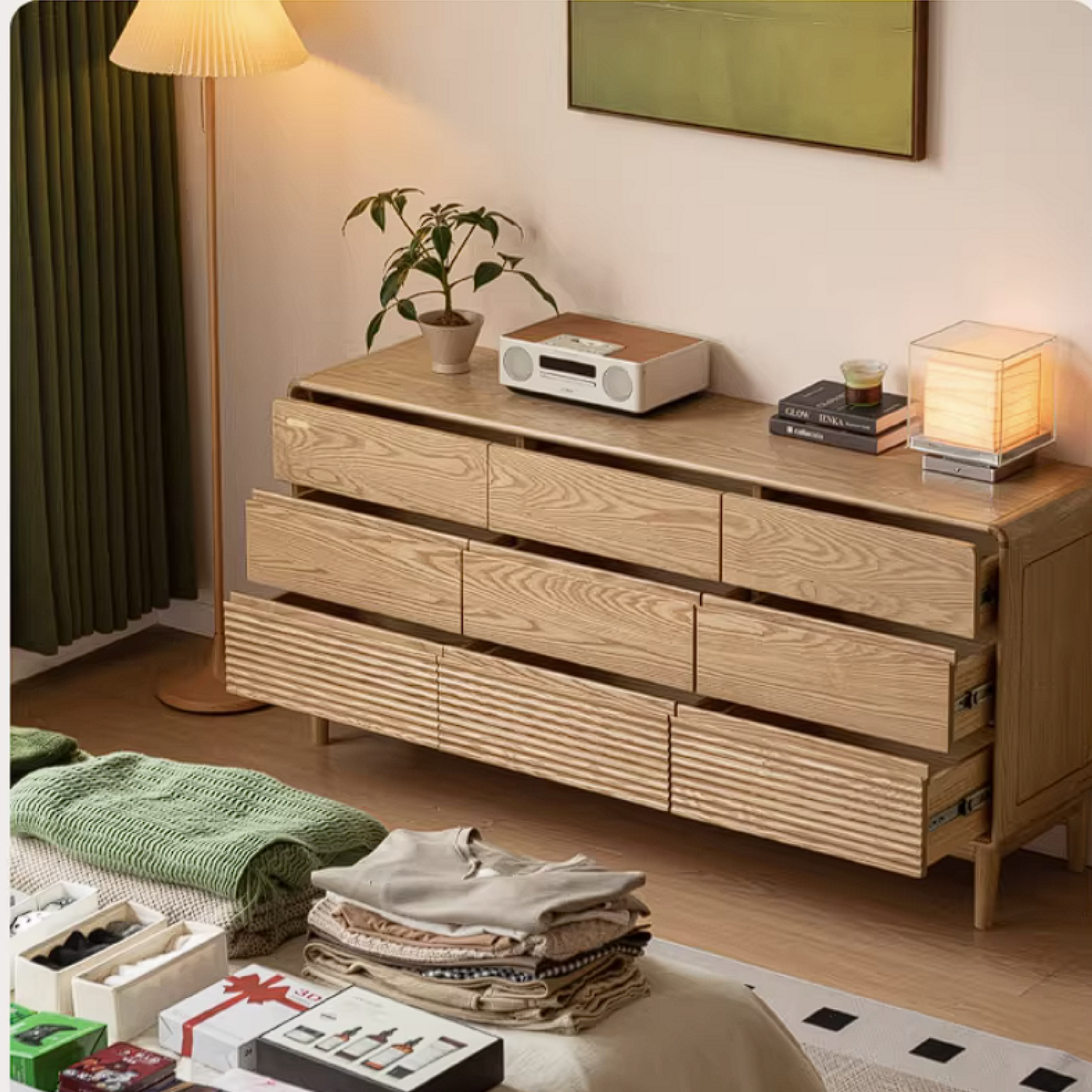 Ash Solid Wood Chest of Drawers with Modern Minimalist Design