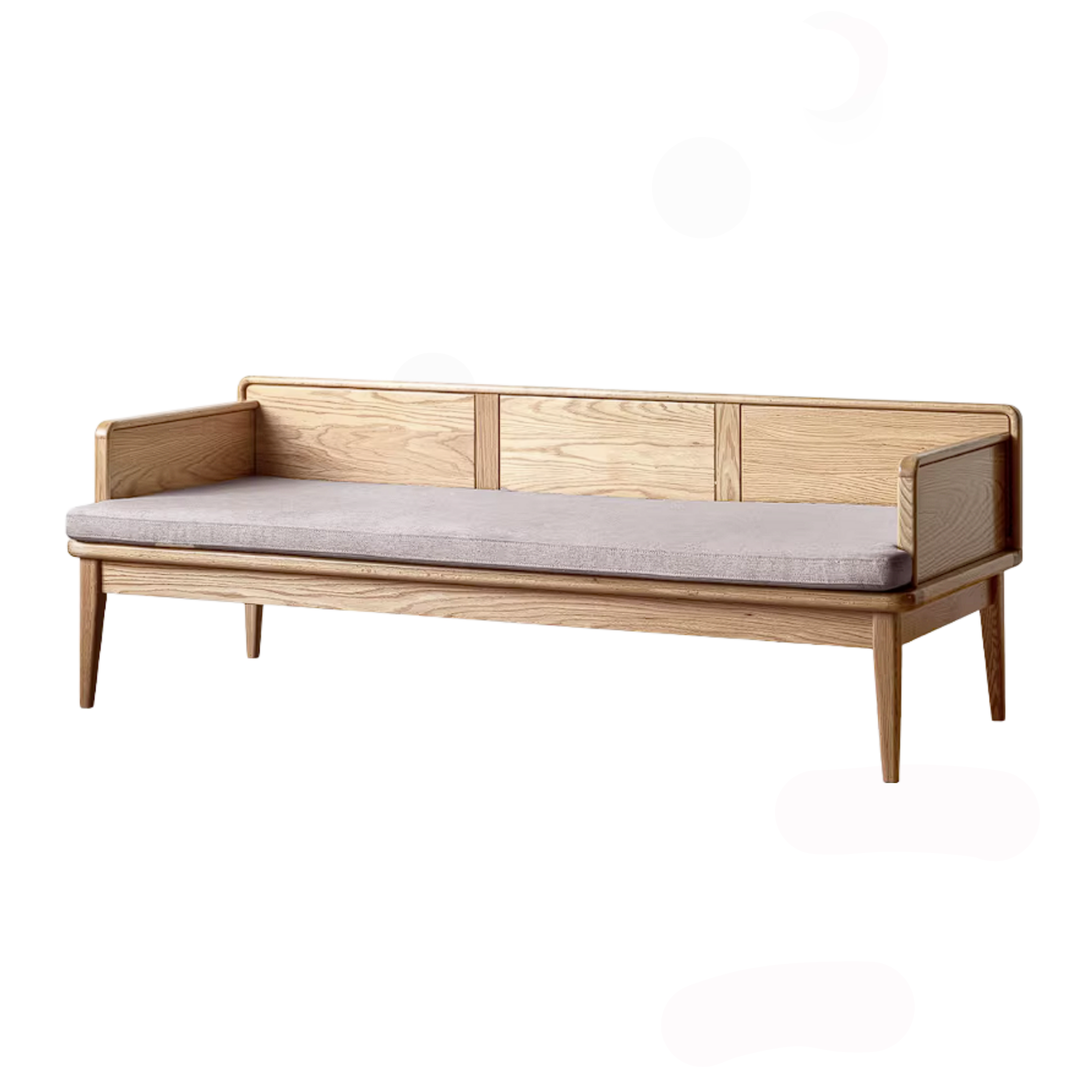 Oak Solid Wood Convertible Sofa Bed with Clean Frame Design