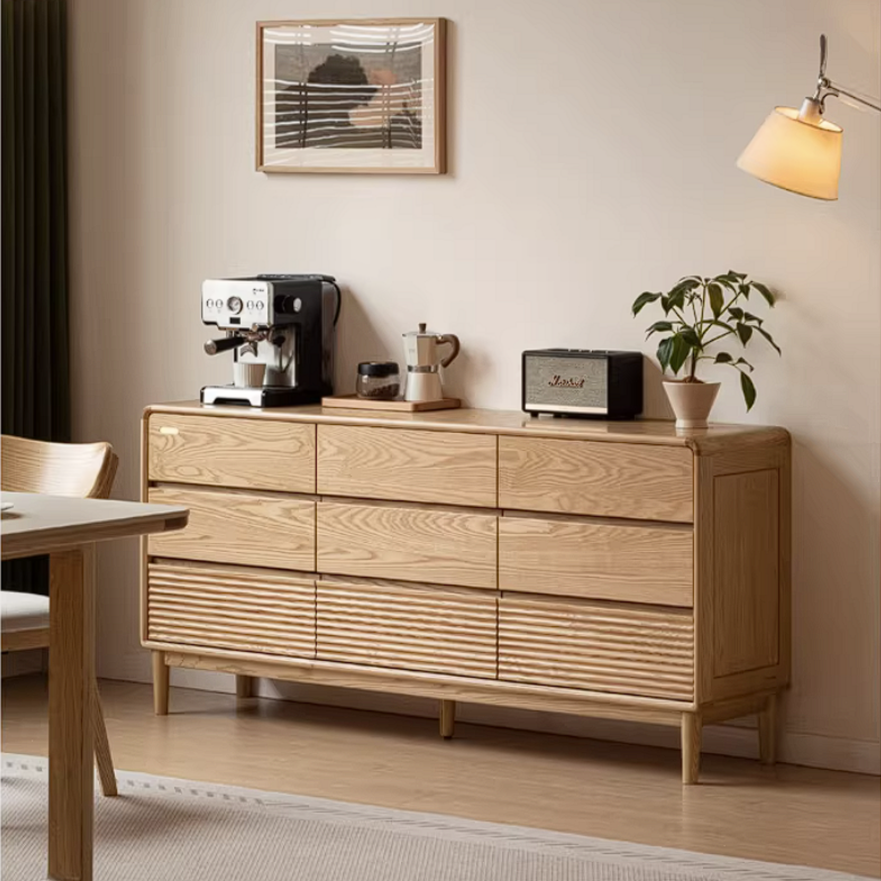 Ash Solid Wood Chest of Drawers with Modern Minimalist Design