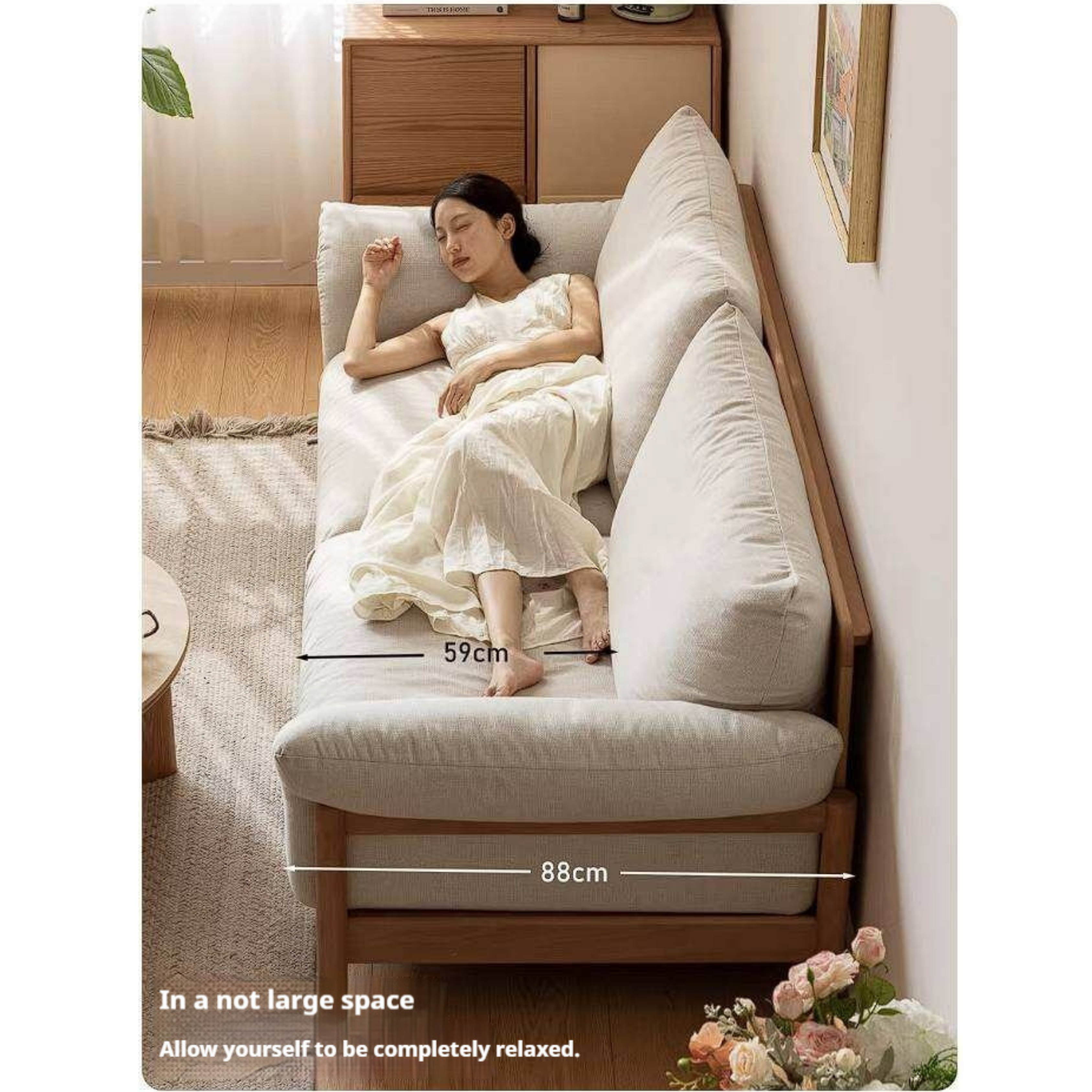 Beech Solid Wood Sofa with Modern Minimalist Design