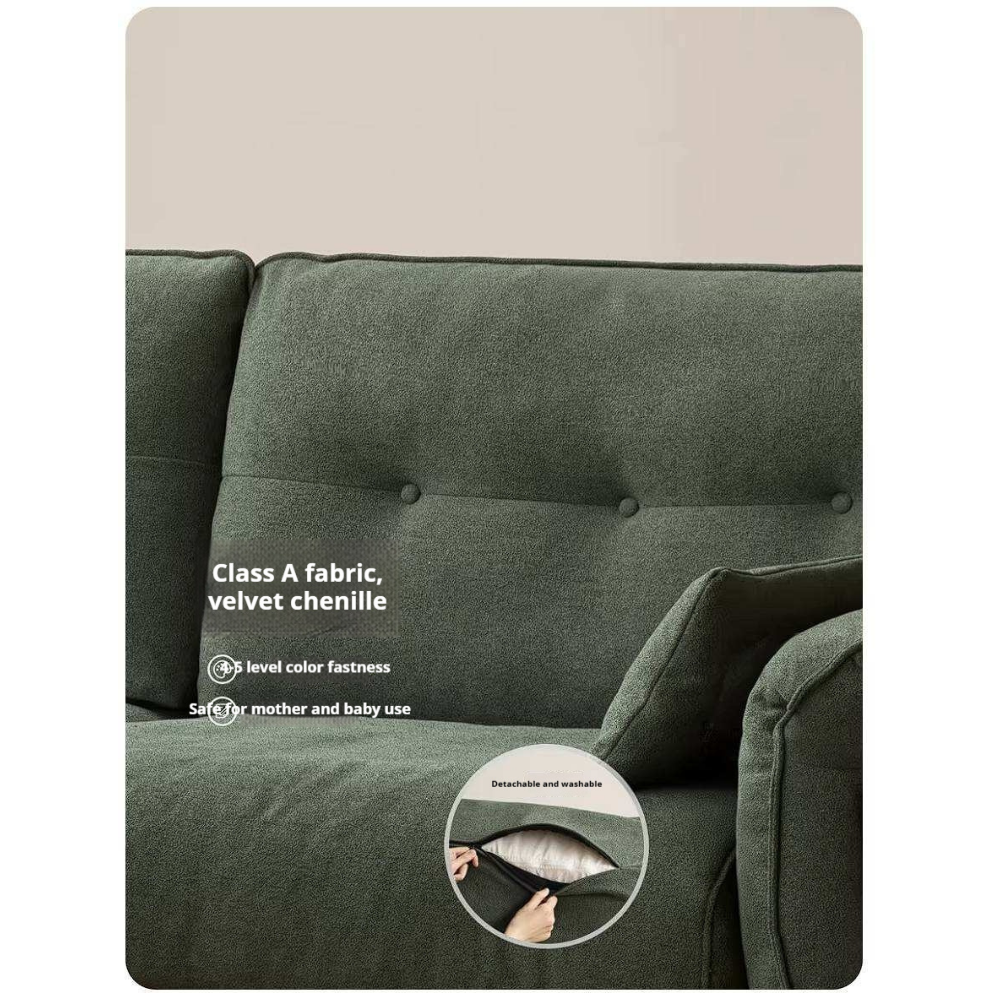 Poplar Solid Wood Sofa with Mid Century Inspired Design
