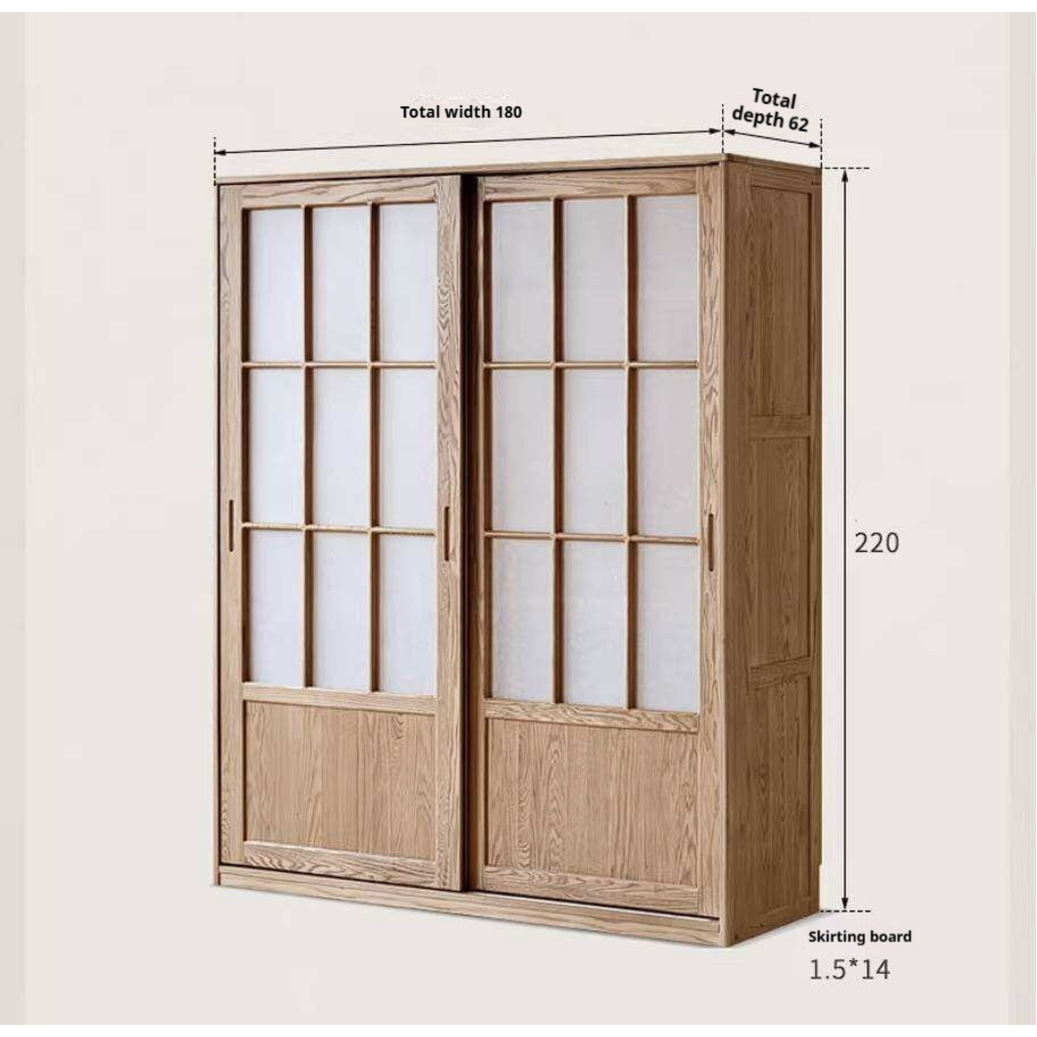 Oak Solid Wood Wardrobe Cabinet with Minimalist Songshi Storage