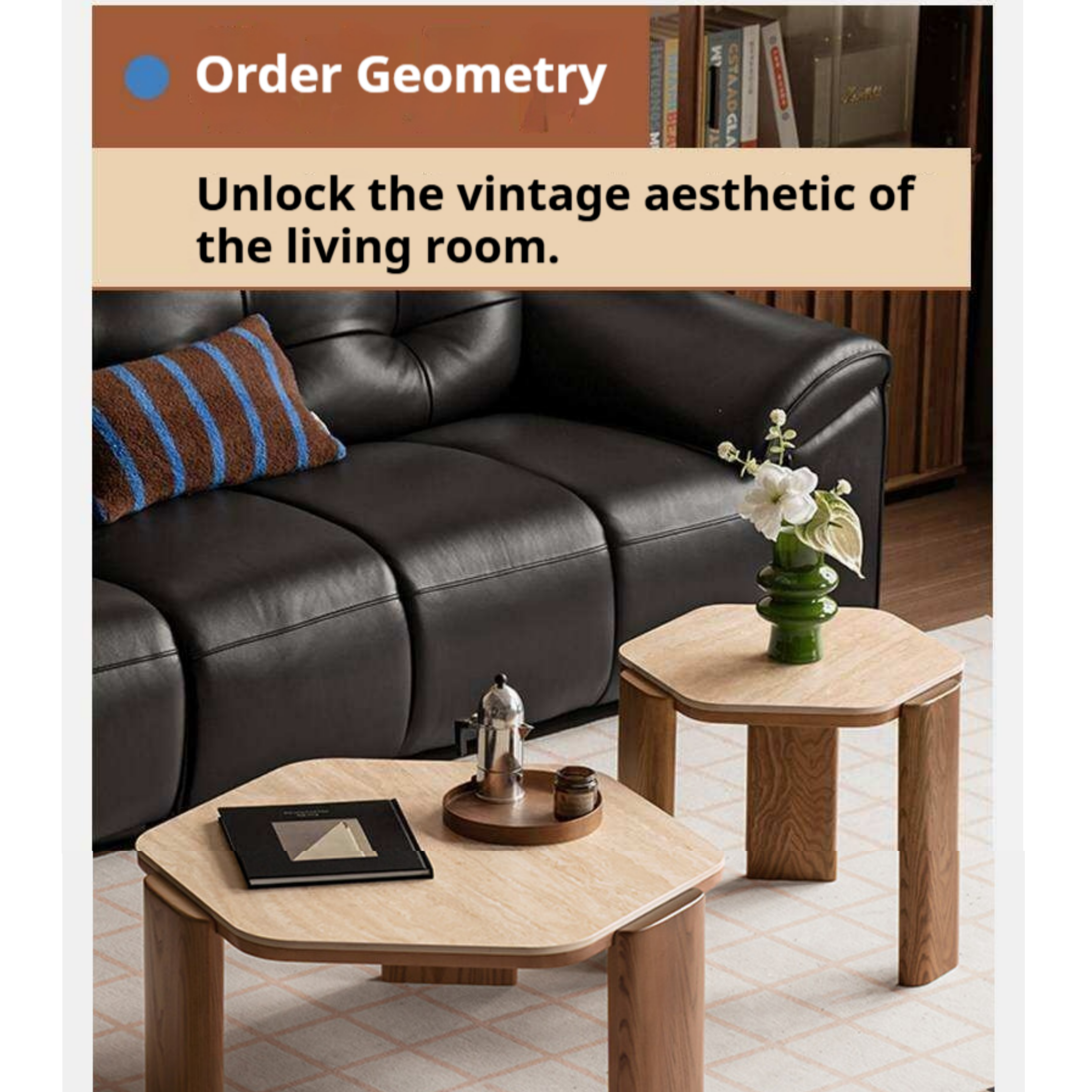 Ash Solid Wood Coffee Table with Wabi-Sabi Slab Design